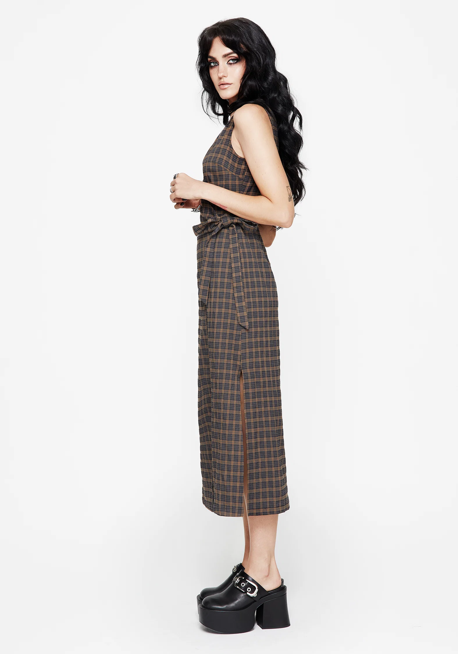 Allure Check Sleeveless Midaxi Wrap Dress - Image 5