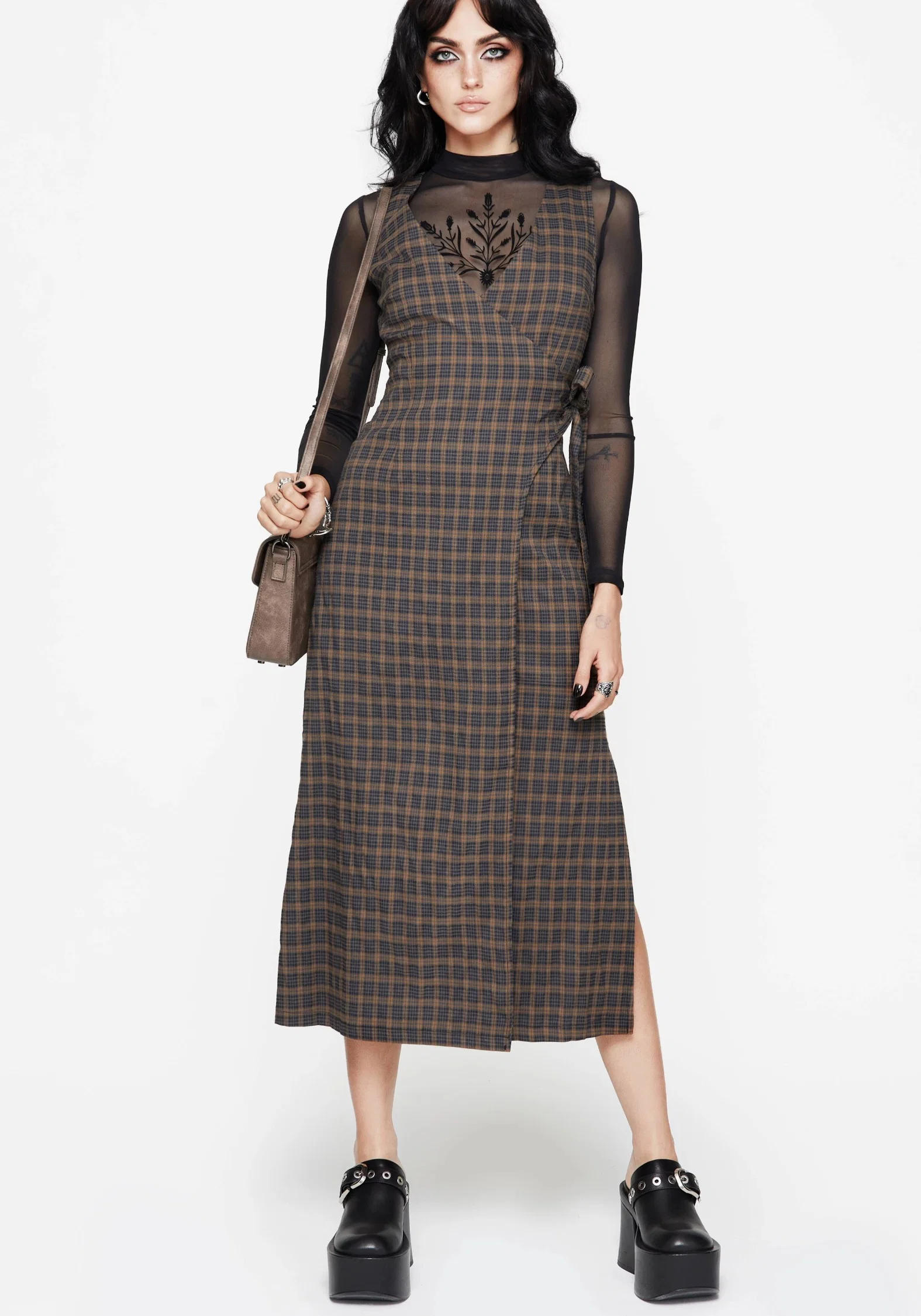 Allure Check Sleeveless Midaxi Wrap Dress - Image 6