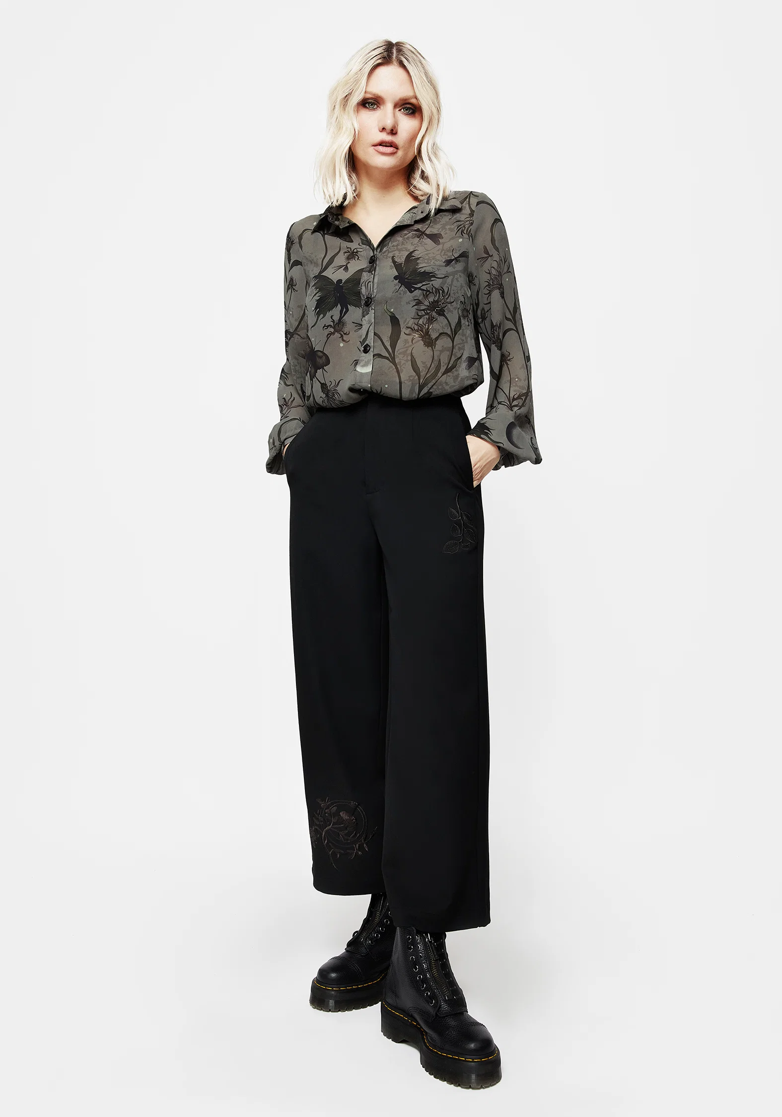 Amalthea Embroidered Tailored Wide Leg Trousers - Image 4
