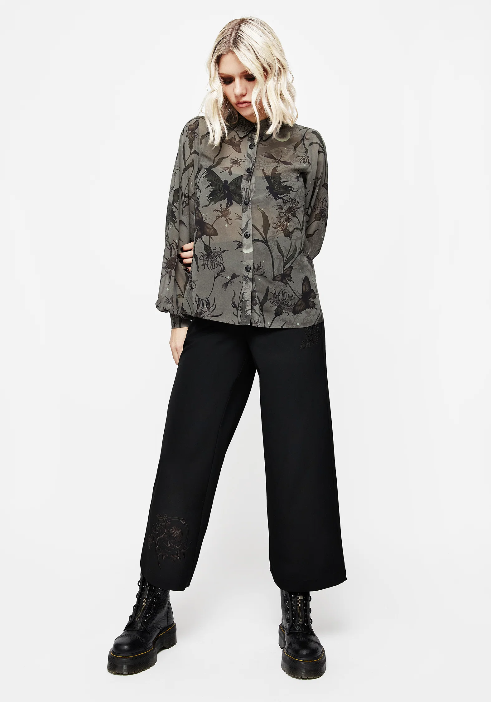 Amalthea Embroidered Tailored Wide Leg Trousers - Image 5