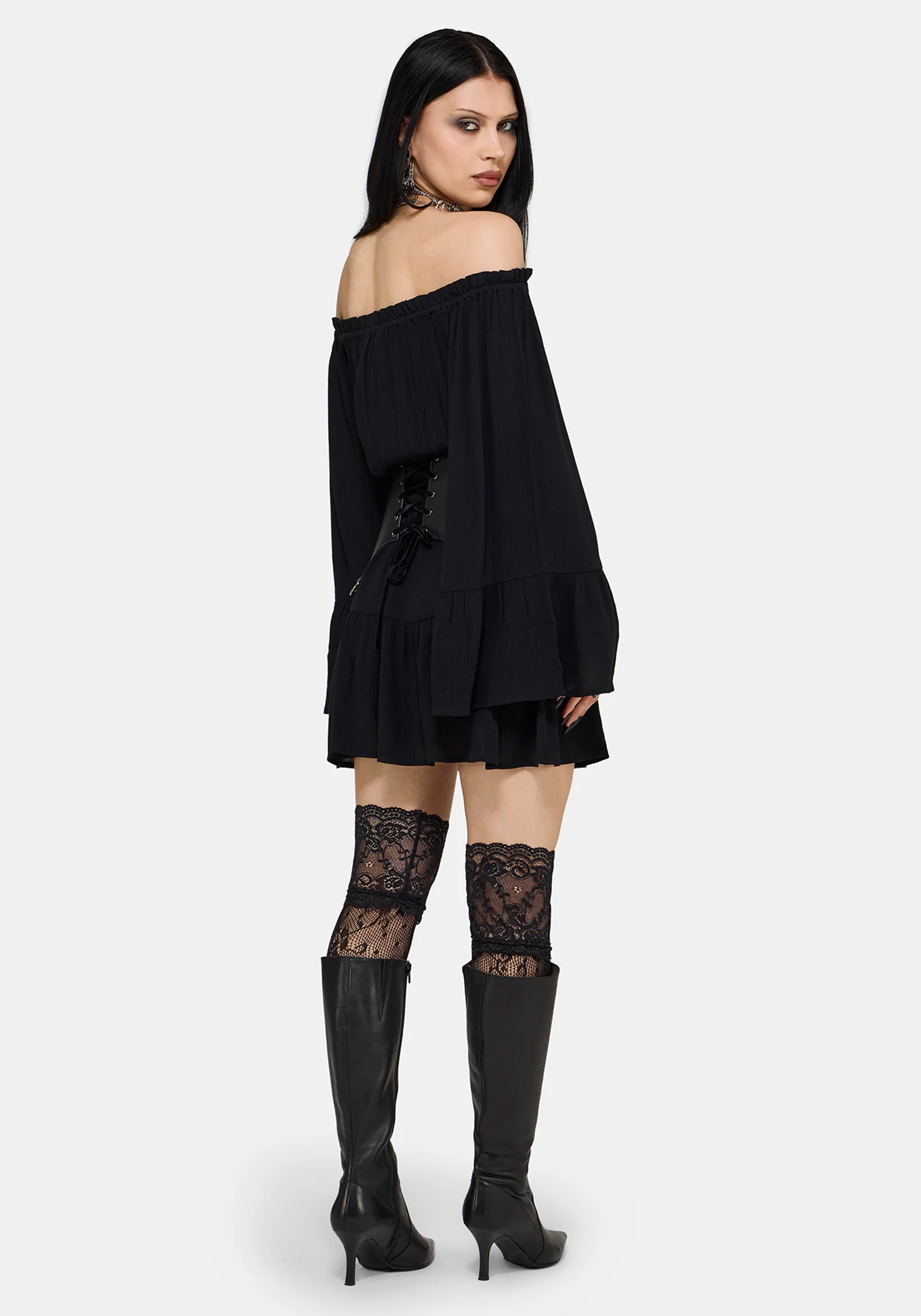 Amarantha Crinkle Bardot Mini Dress - Image 4