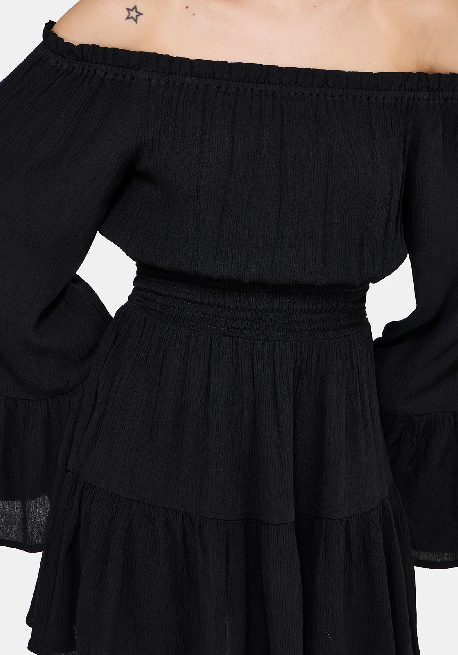 Amarantha Crinkle Bardot Mini Dress - Image 5