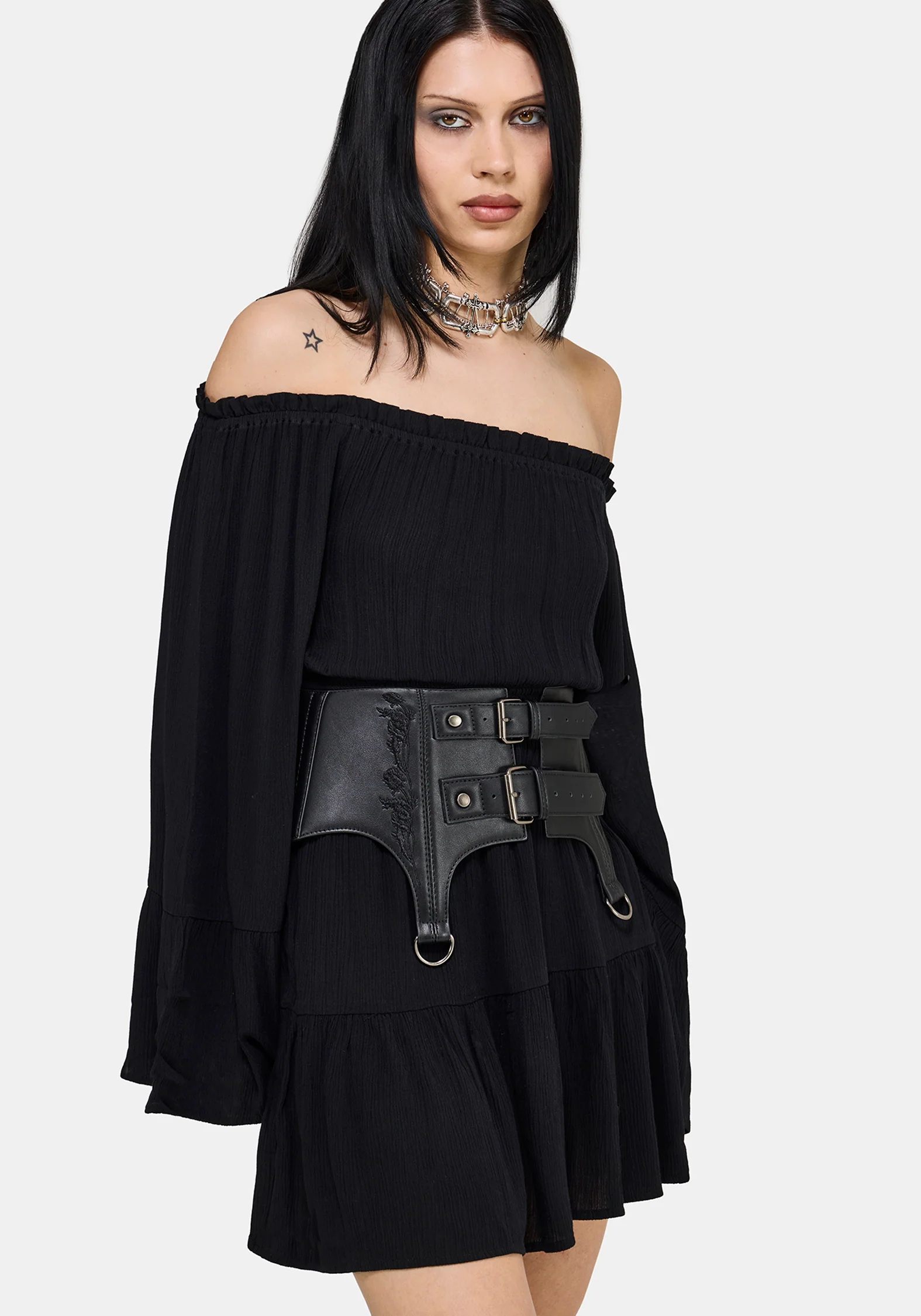 Amarantha Crinkle Bardot Mini Dress - Image 6