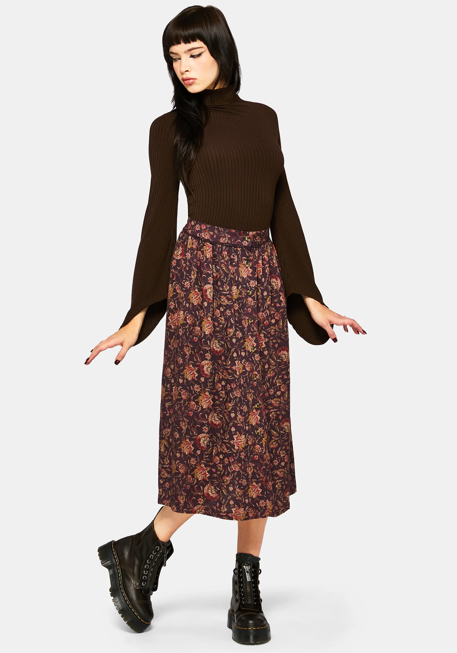 Amata Flared Sleeve Top - Brown - Image 4