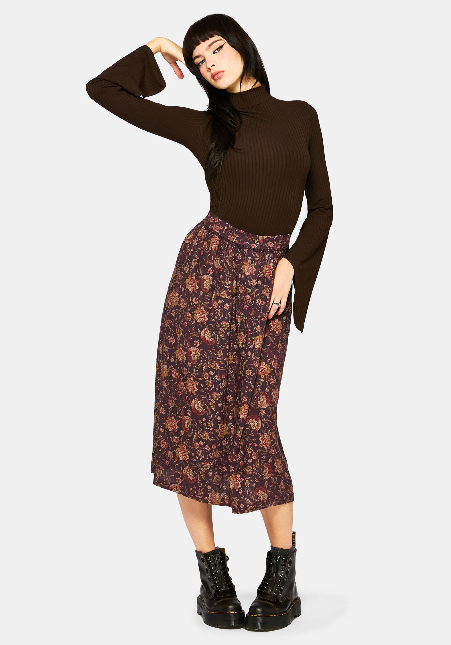 Amata Flared Sleeve Top - Brown - Image 6