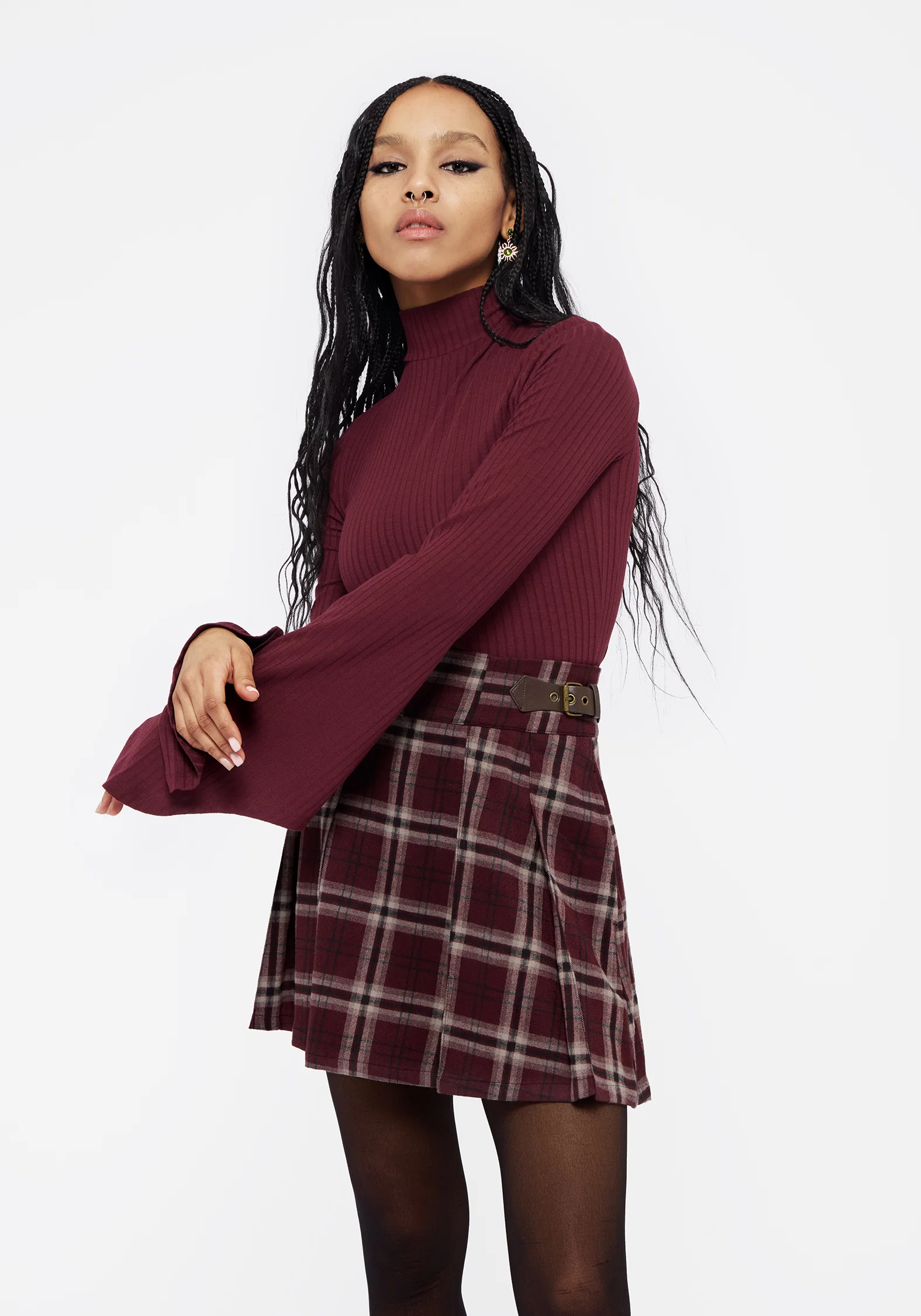 Amata Flared Sleeve Top - Red - Image 5