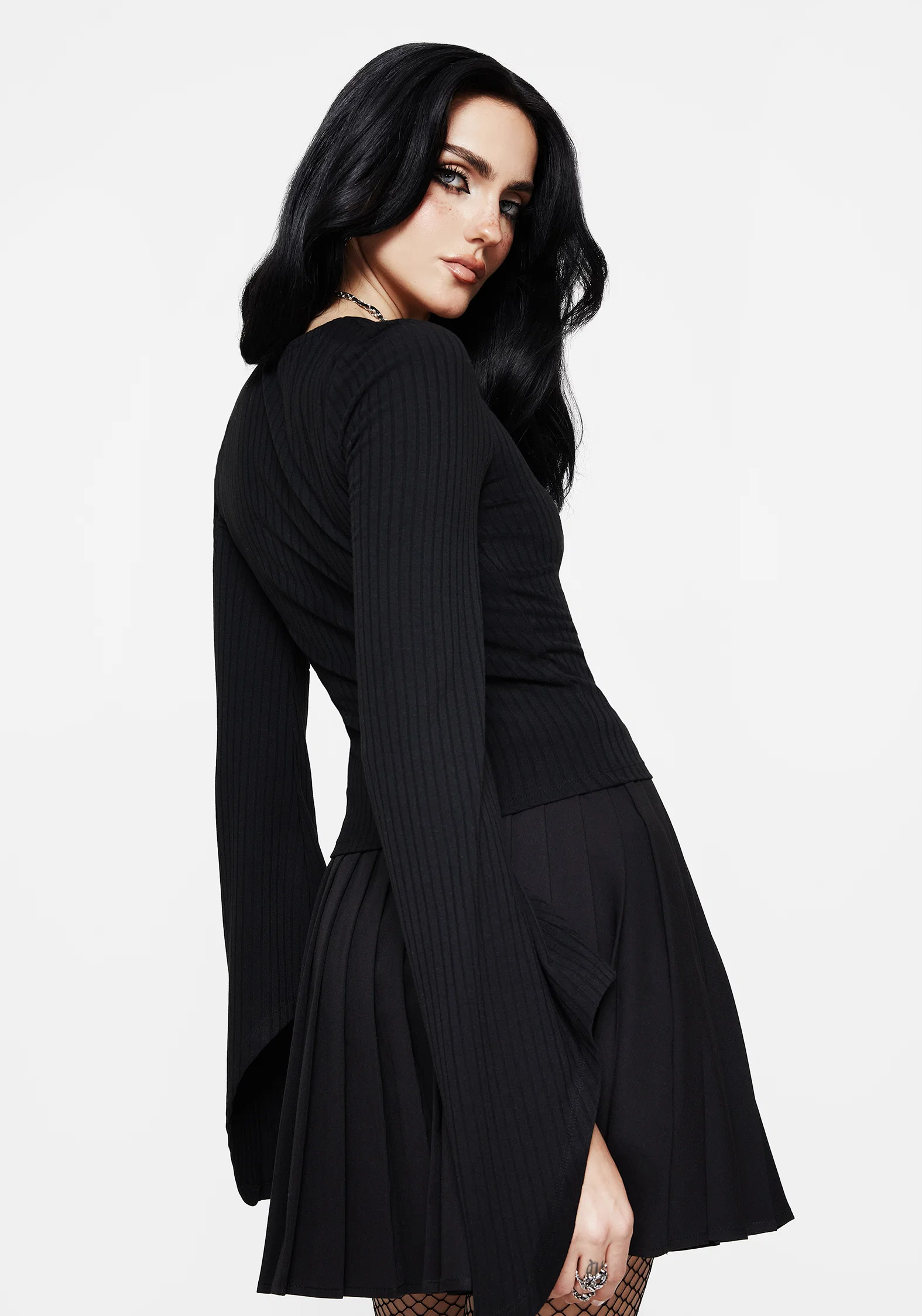 Amata Square Neck Flared Long Sleeve Top - Image 3