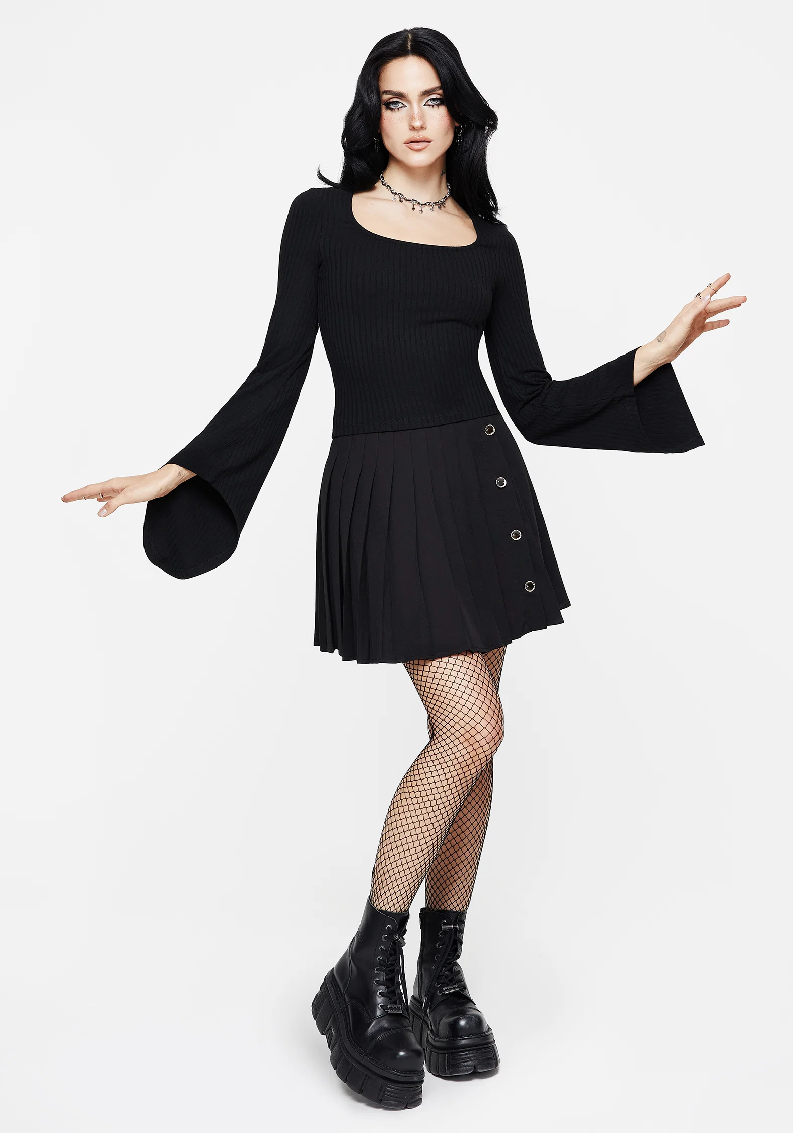 Amata Square Neck Flared Long Sleeve Top - Image 4