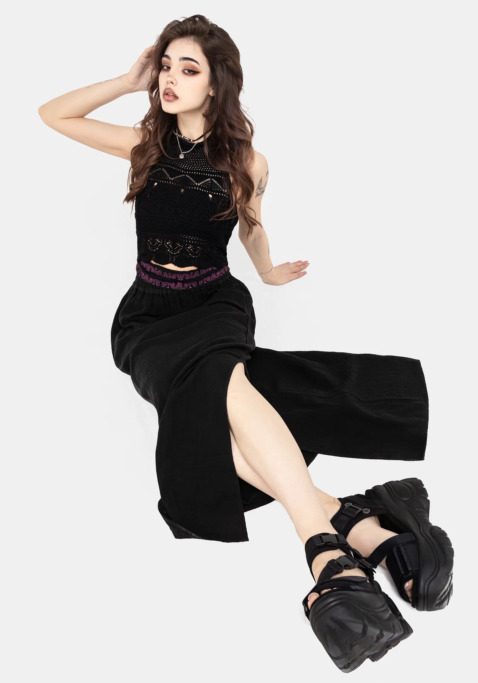 Amatorium Embroidered Cotton Maxi Skirt - Image 10