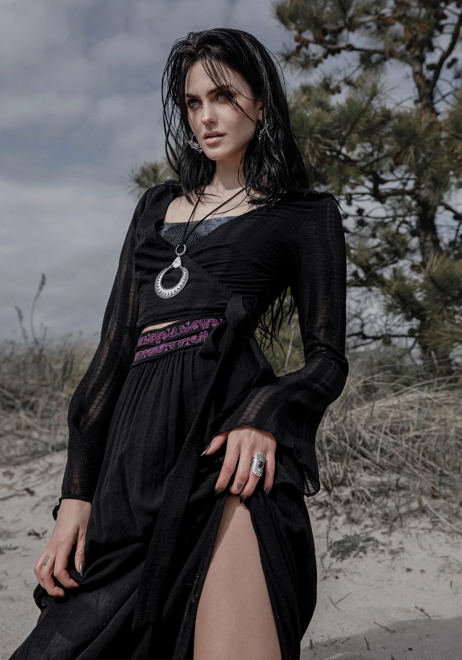 Amatorium Embroidered Cotton Maxi Skirt - Image 5