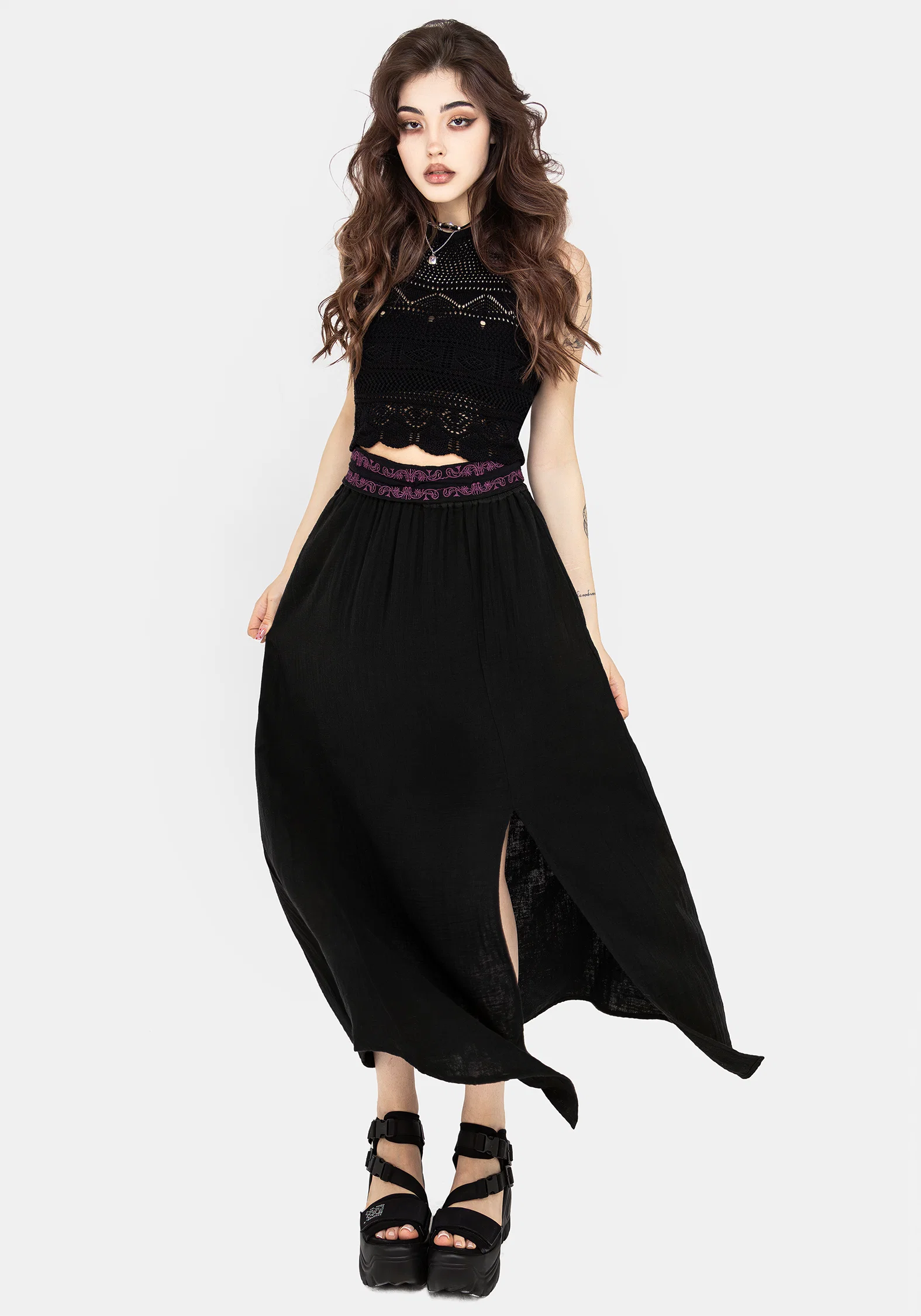 Amatorium Embroidered Cotton Maxi Skirt - Image 6