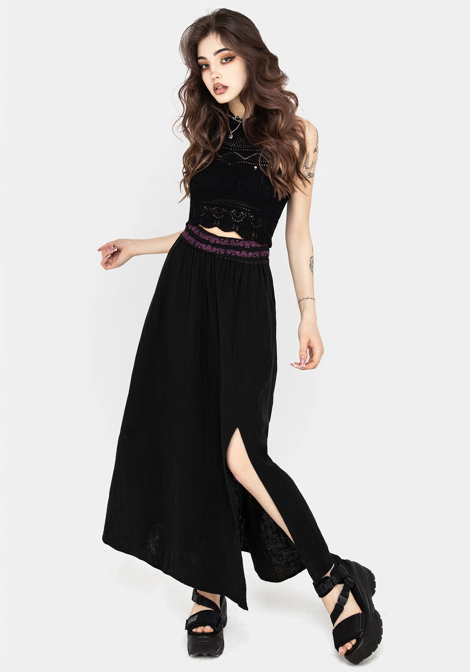Amatorium Embroidered Cotton Maxi Skirt - Image 7