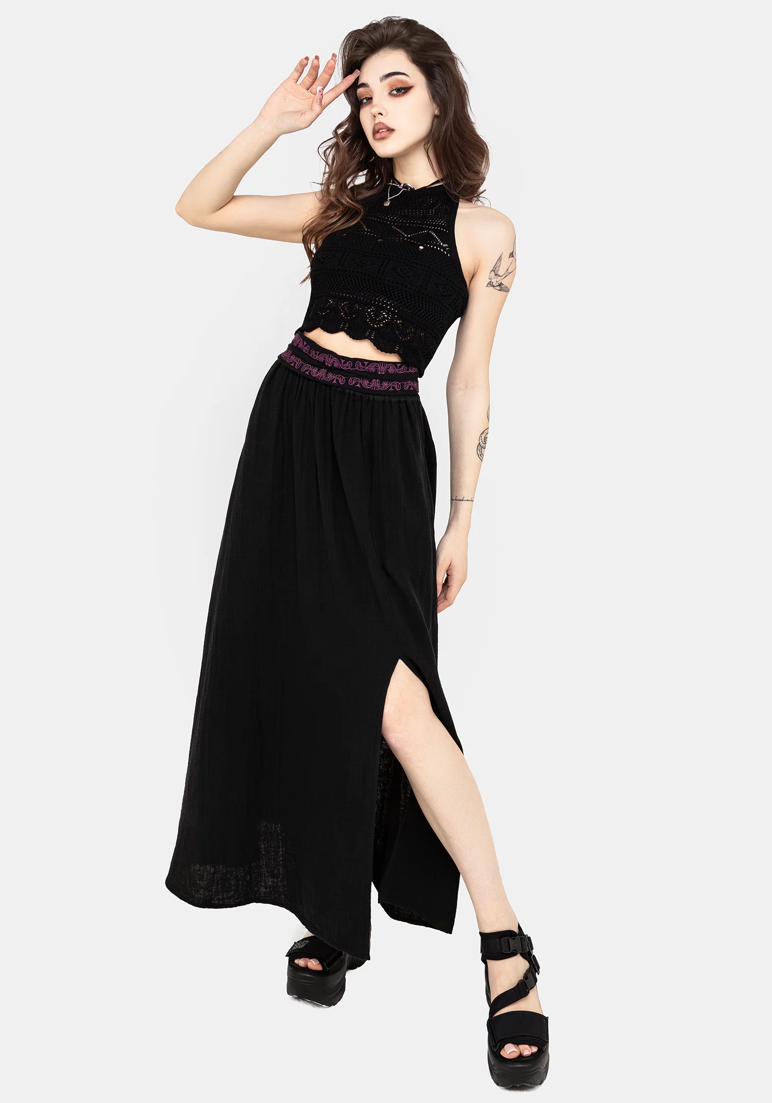 Amatorium Embroidered Cotton Maxi Skirt - Image 9