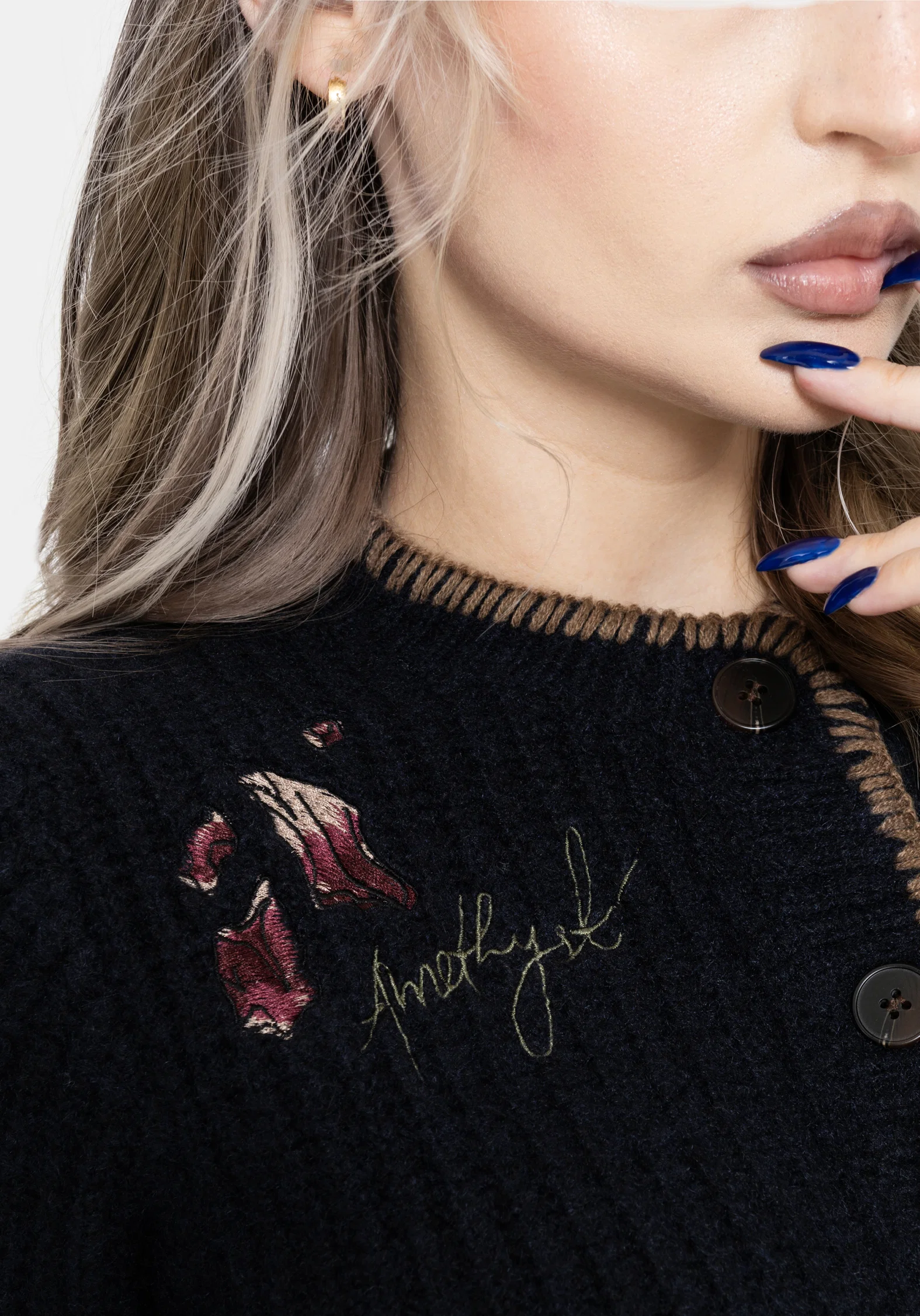 Ame Embroidered Blanket Stitch Cardigan - Image 2