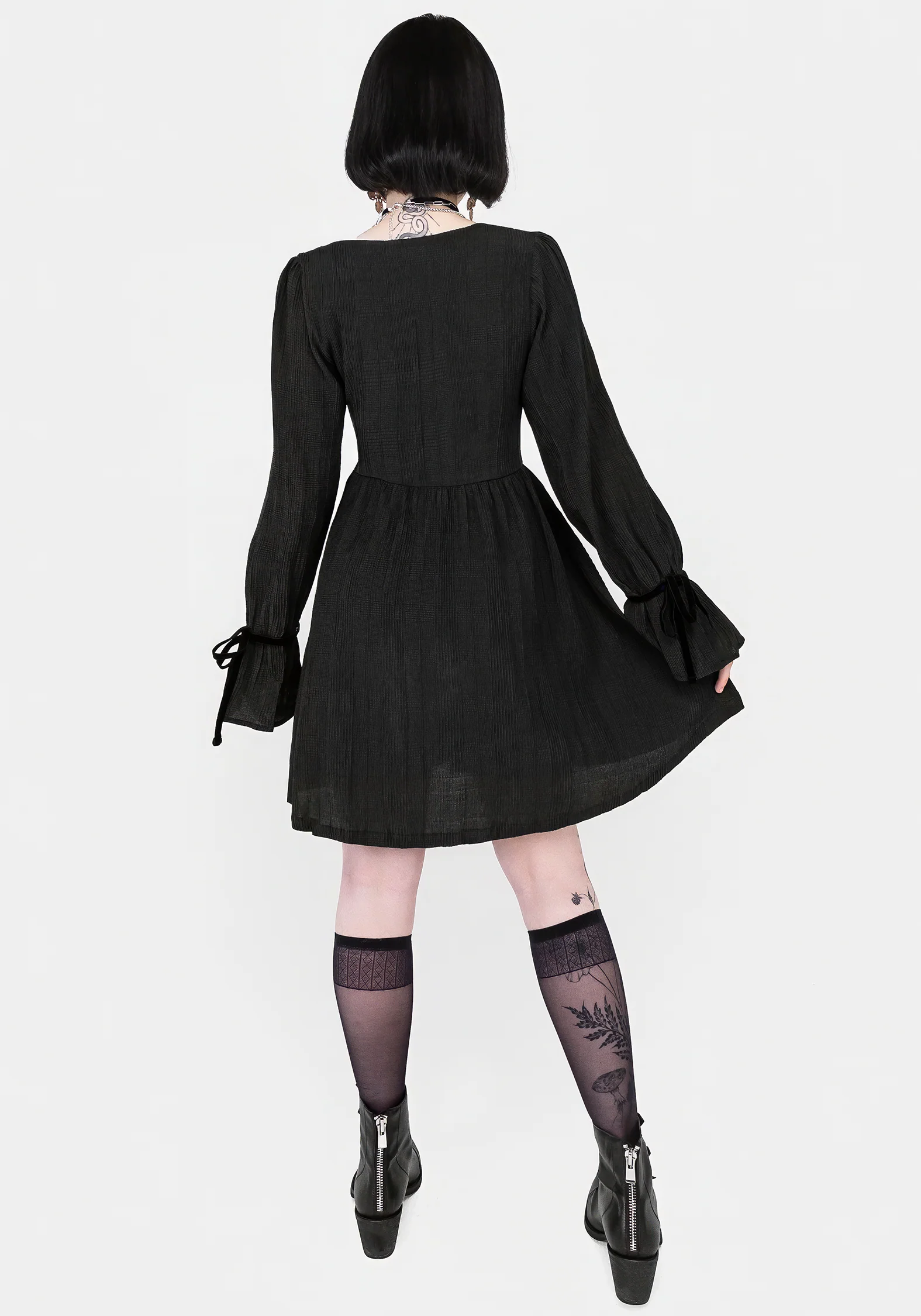 Amity Crinkle Velour Bow Mini Dress - Image 3