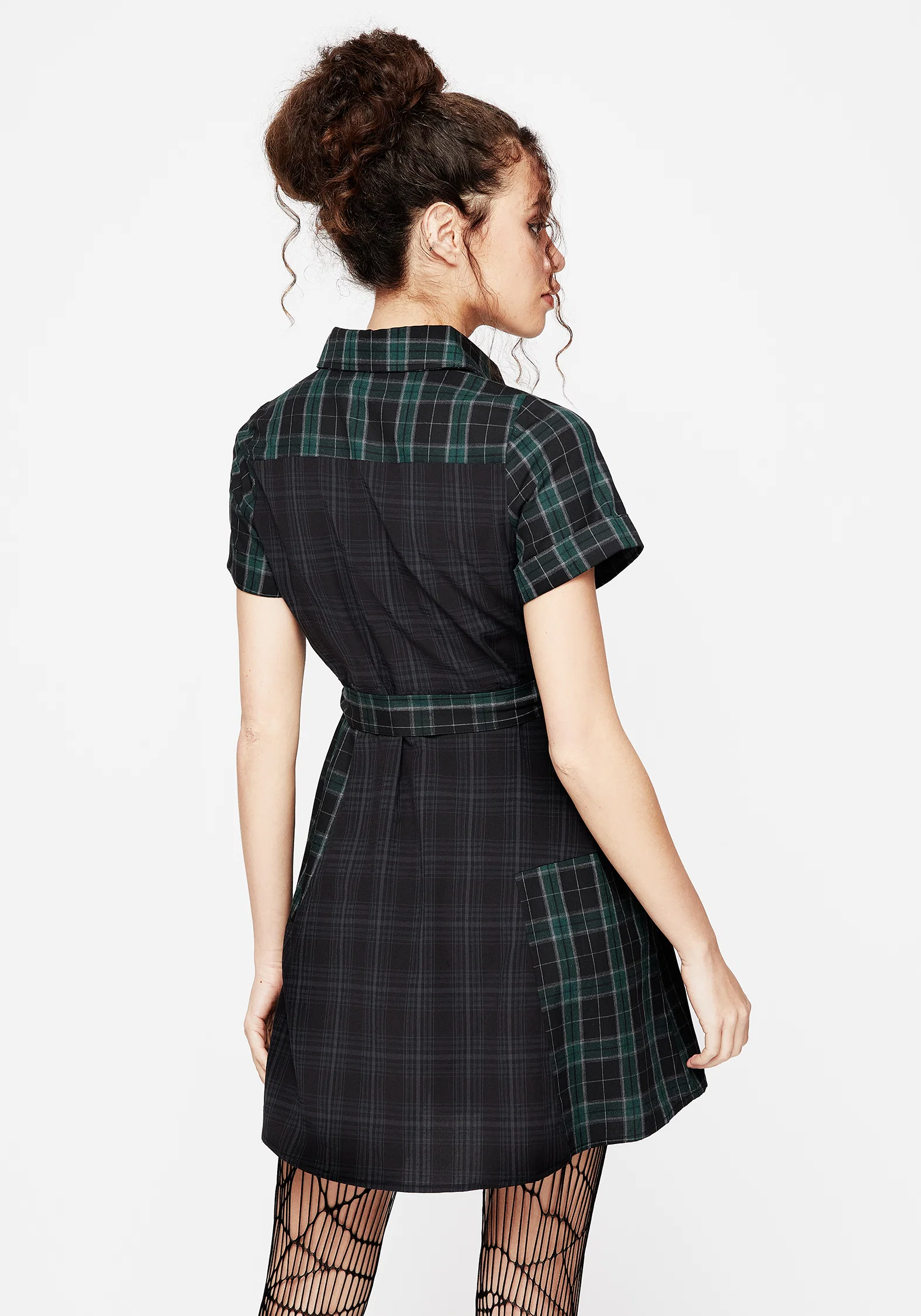 Analogue Check Cotton Mini Shirt Dress - Image 3