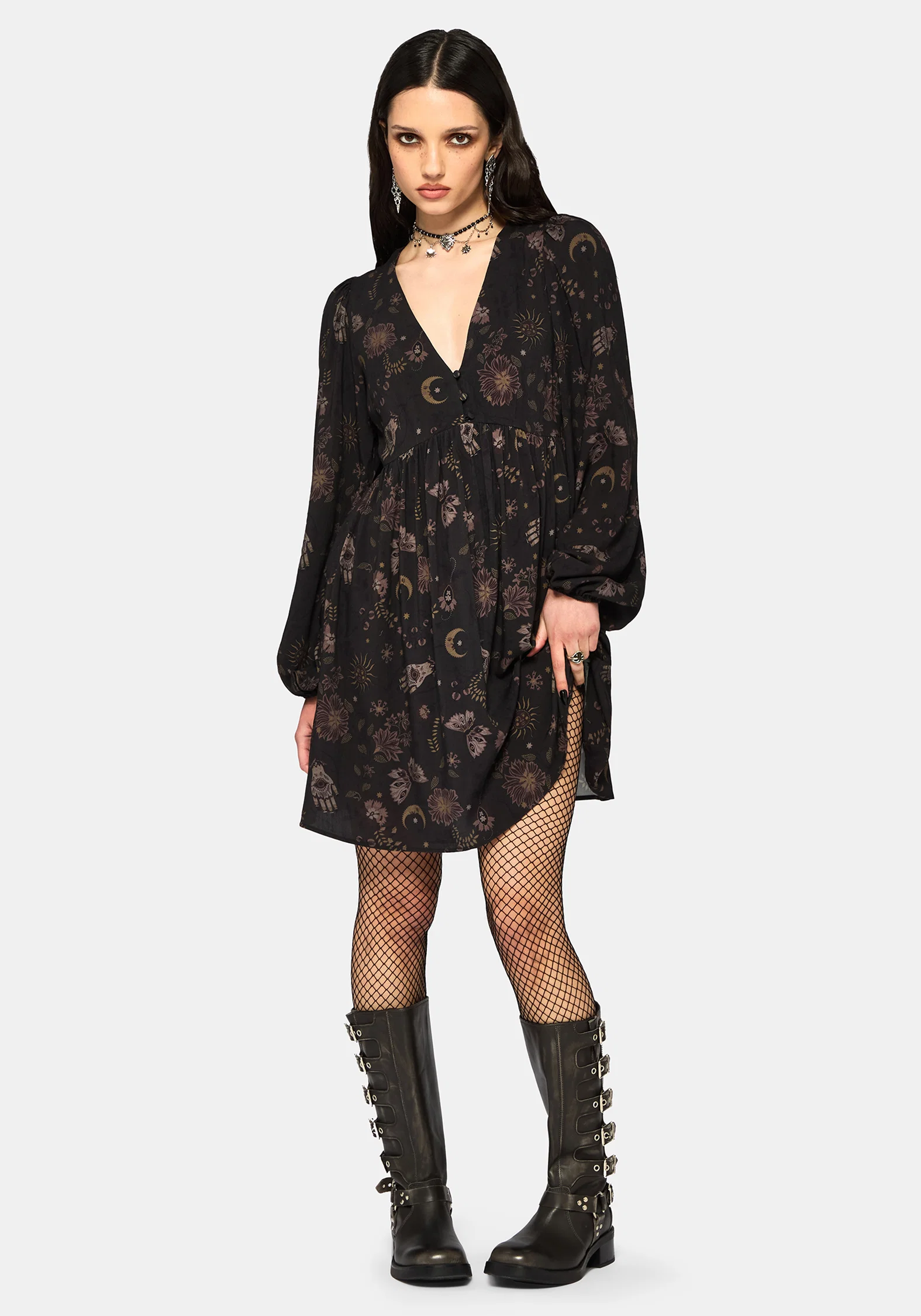 Angela Folk Print Button Down Smock Mini Dress - Image 5