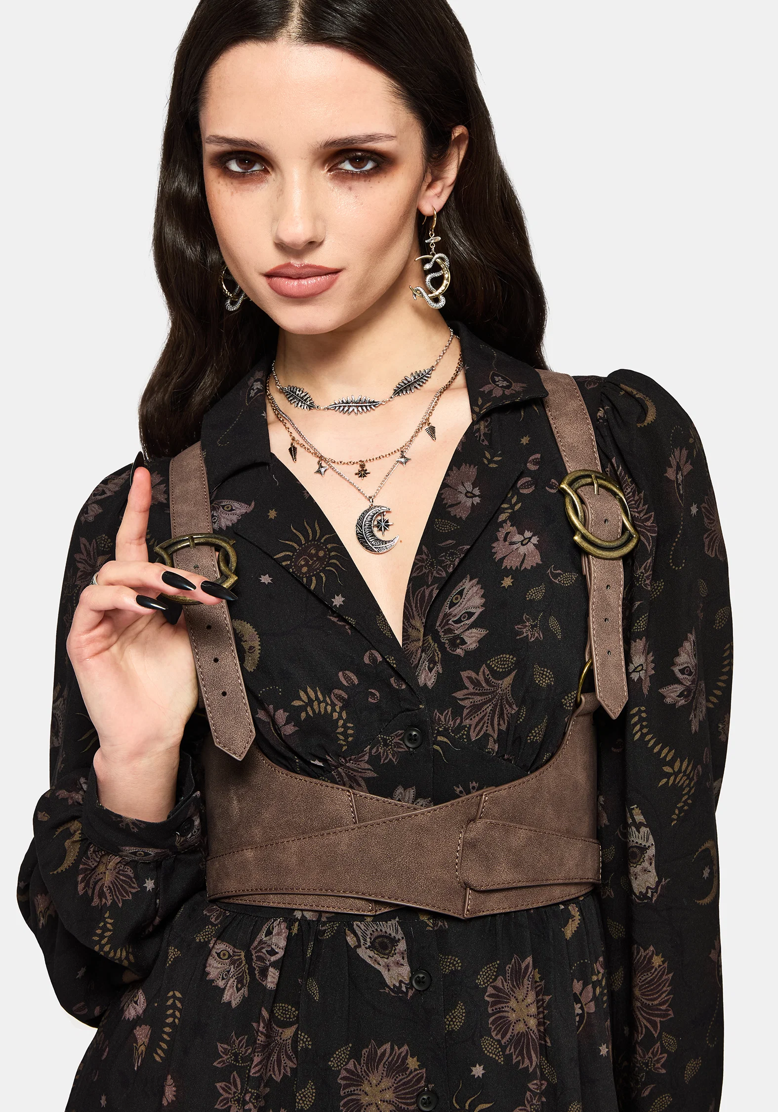 Angela Folk Print Button Up Midi Dress - Image 2