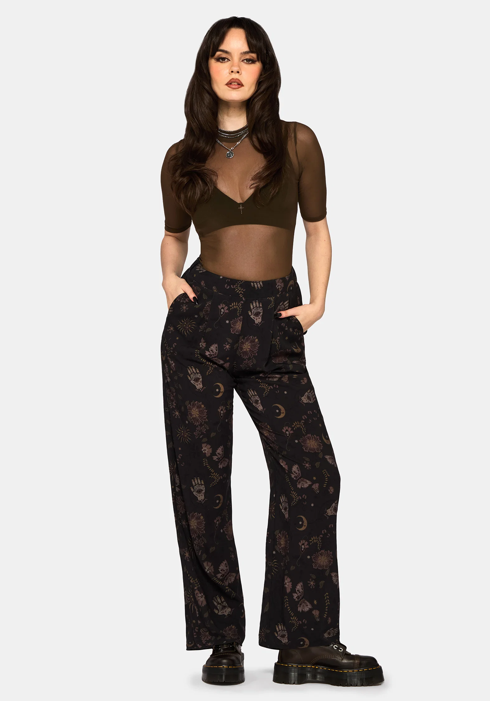 Angela Folk Print Wide Leg Trouser - Image 2