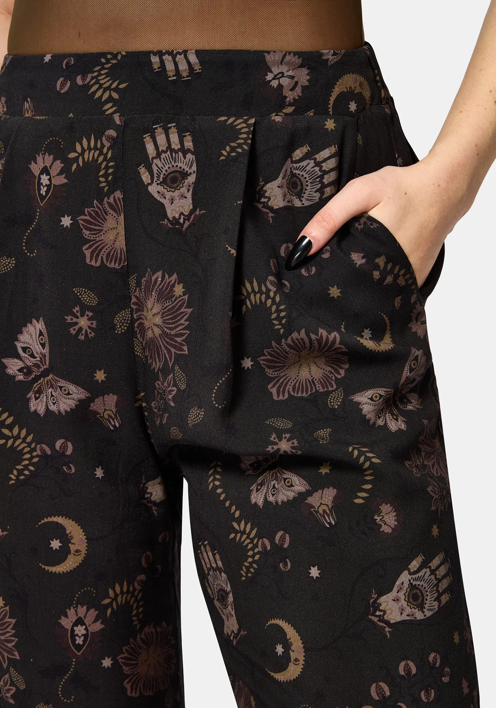 Angela Folk Print Wide Leg Trouser - Image 3