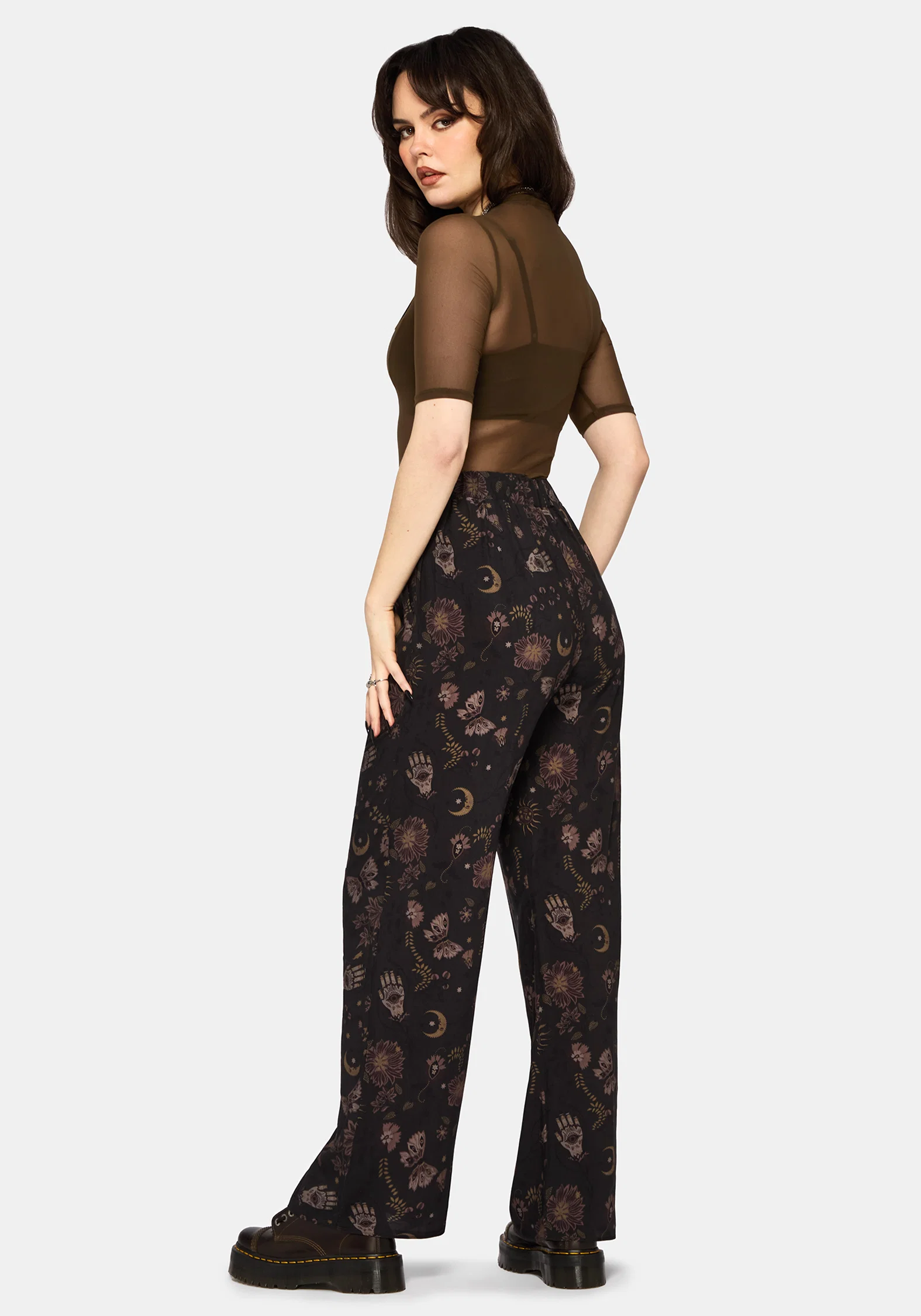Angela Folk Print Wide Leg Trouser - Image 4