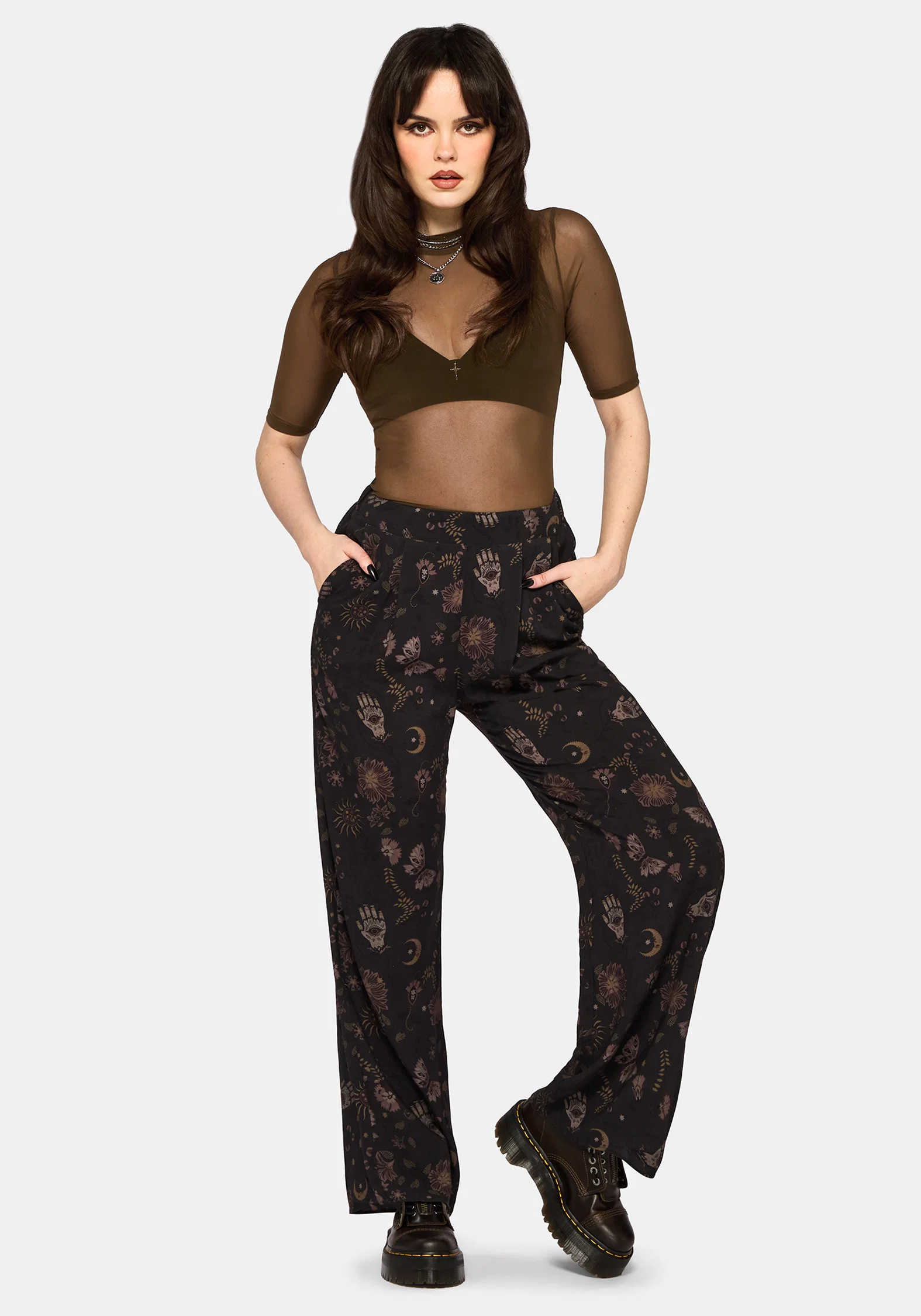 Angela Folk Print Wide Leg Trouser - Image 5