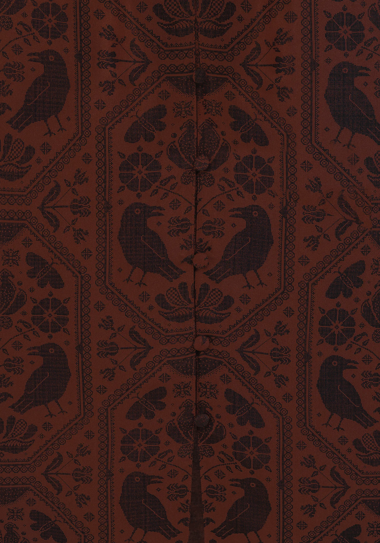 Annabel Raven Print Button Up Midi Dress - Rust - Image 8
