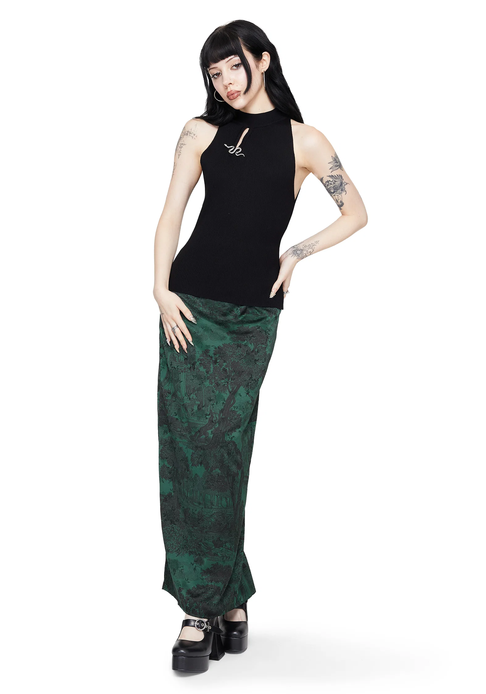Apollo Snake Brooch Cut Out Detail Sleeveless Knit Top - Image 5
