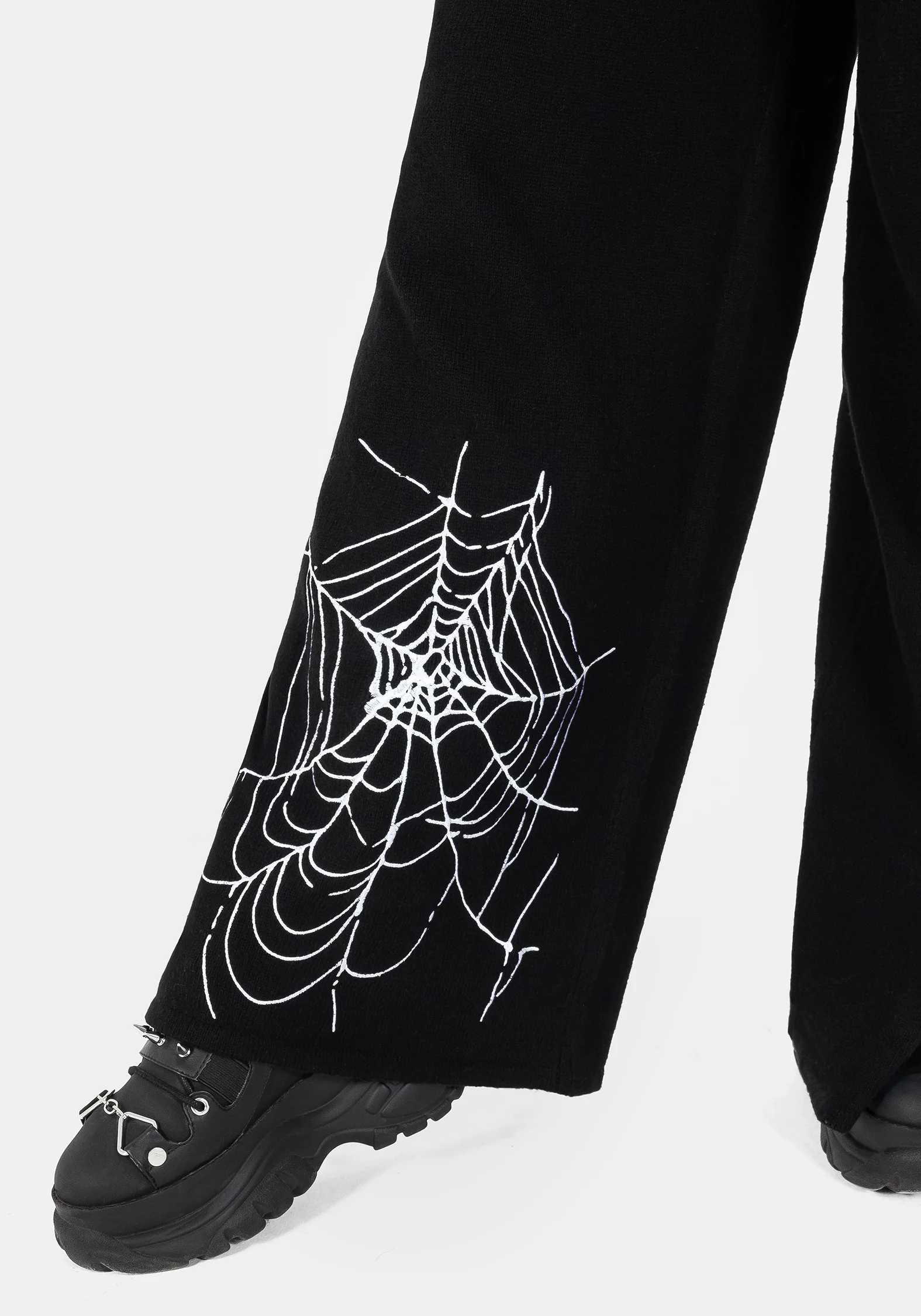 Araneae Embroidered Wide Leg Knit Joggers - Image 7