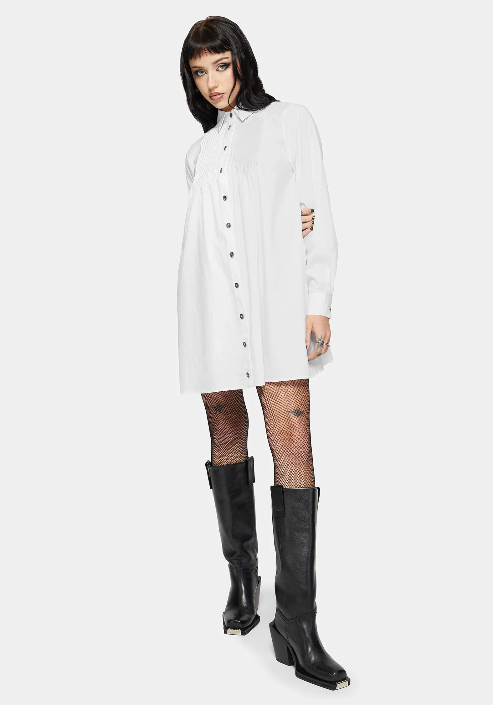 Arde Pintuck Mini Shirt Dress - Image 5