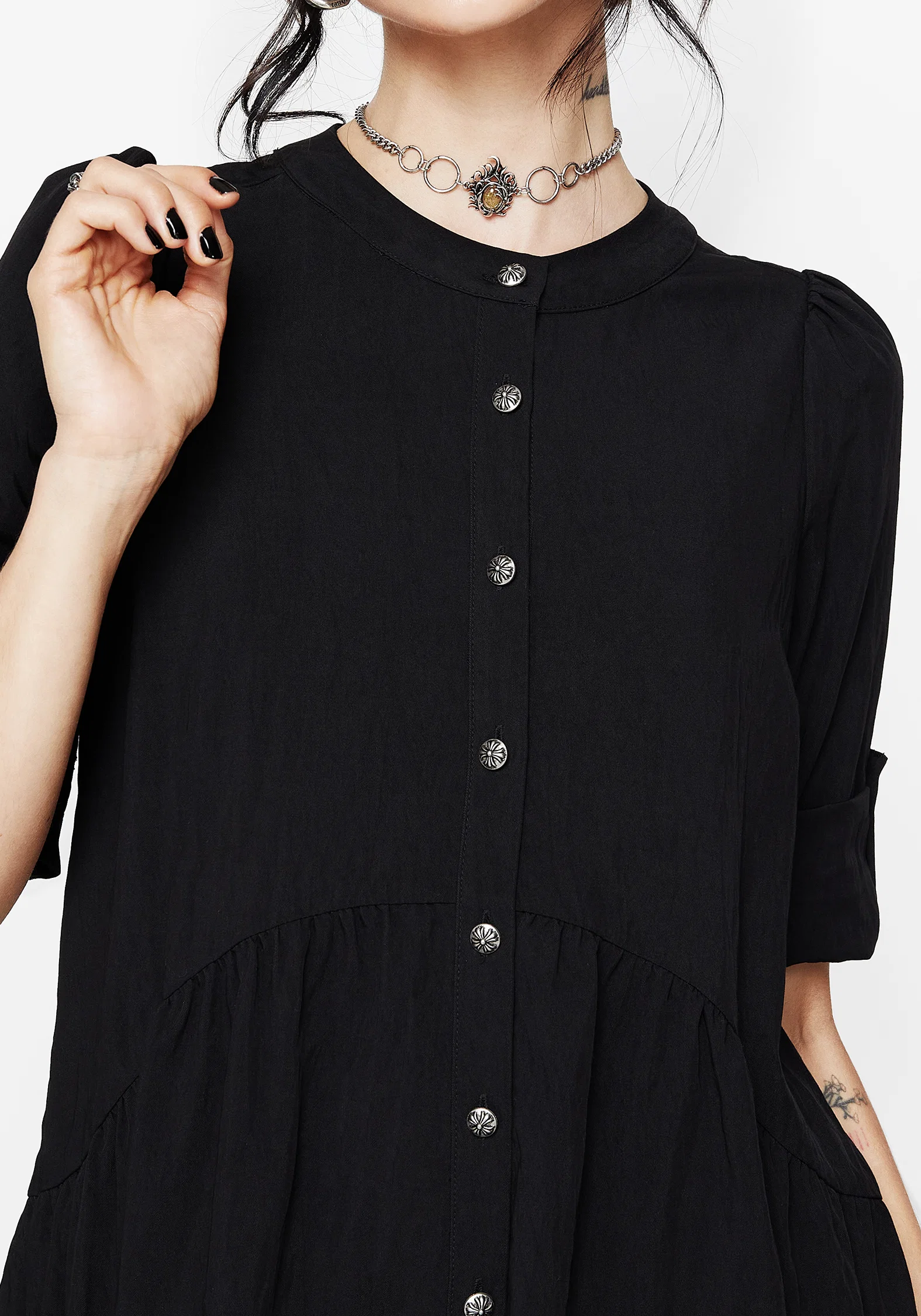 Arden Button Down Mini Smock Dress - Image 2
