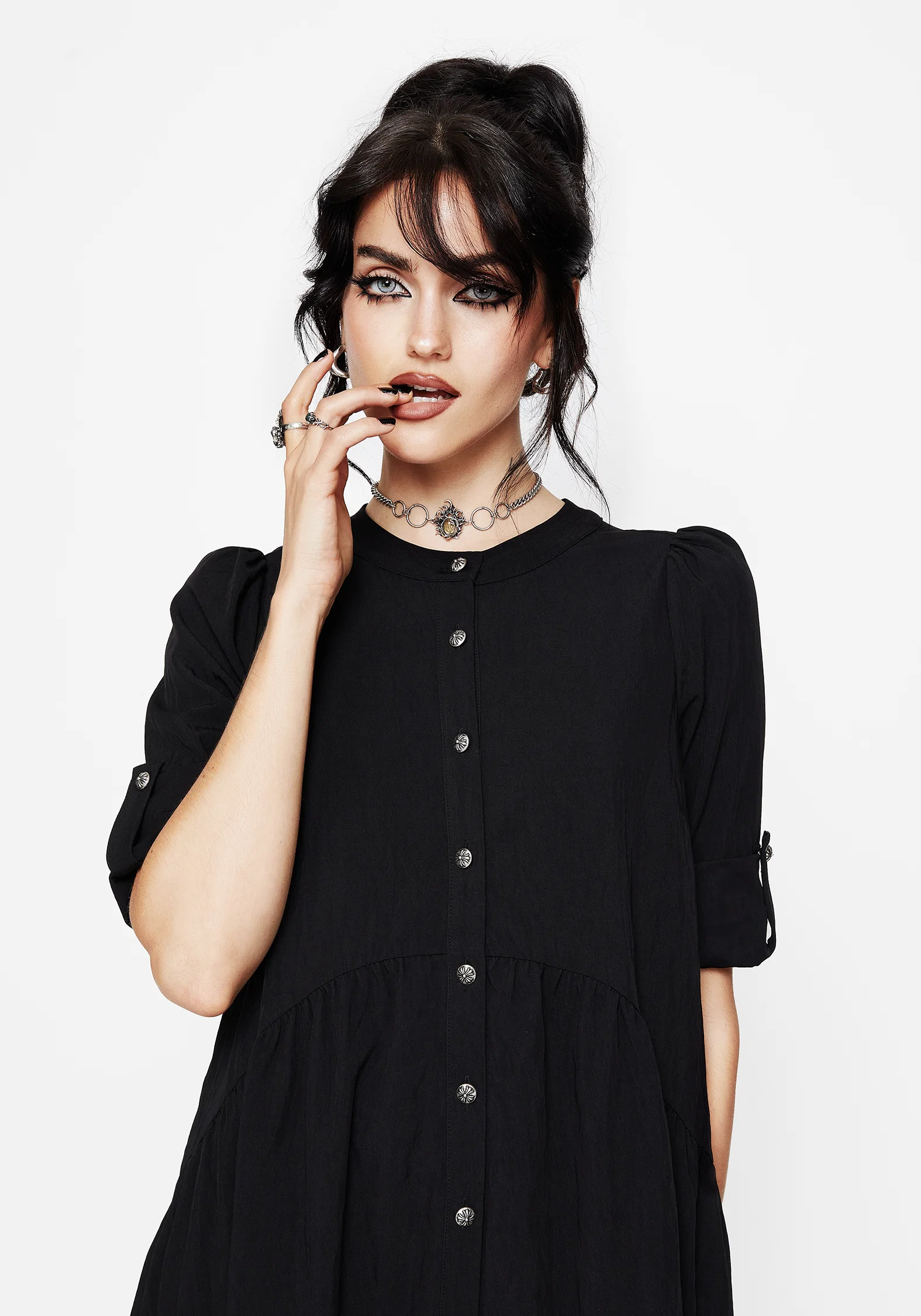 Arden Button Down Mini Smock Dress - Image 5