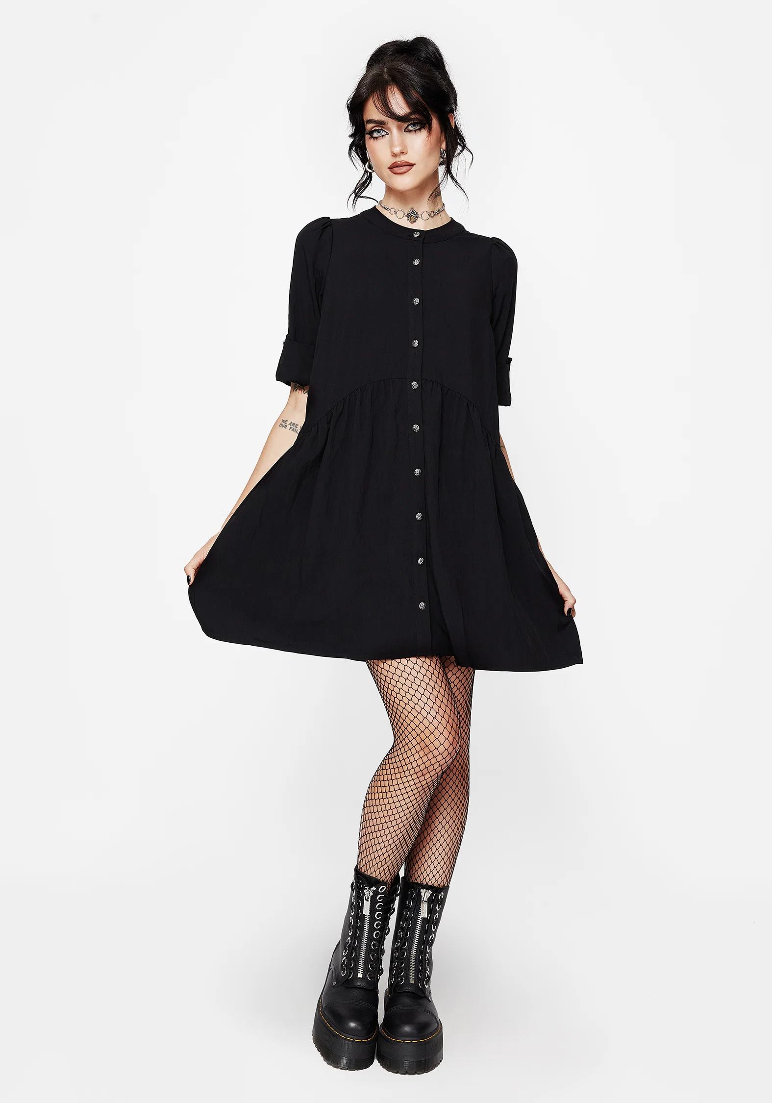 Arden Button Down Mini Smock Dress - Image 6