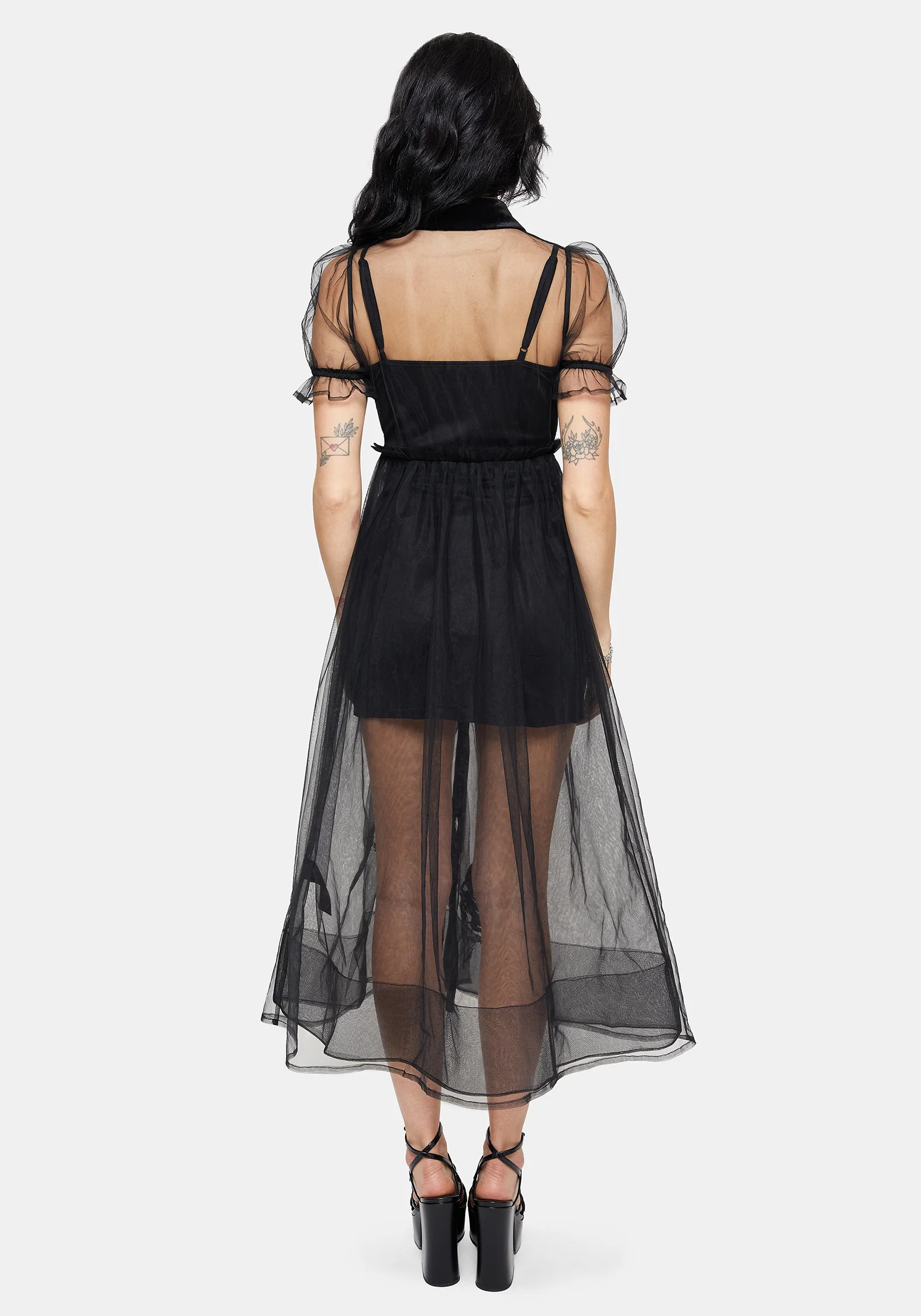 Aria Embroidered Tulle Button Up Midaxi Shirt Dress - Image 3