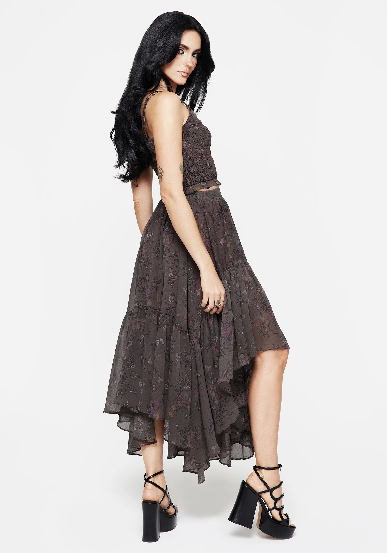 Arnora Chiffon Handkerchief Hem Midaxi Skirt - Image 3