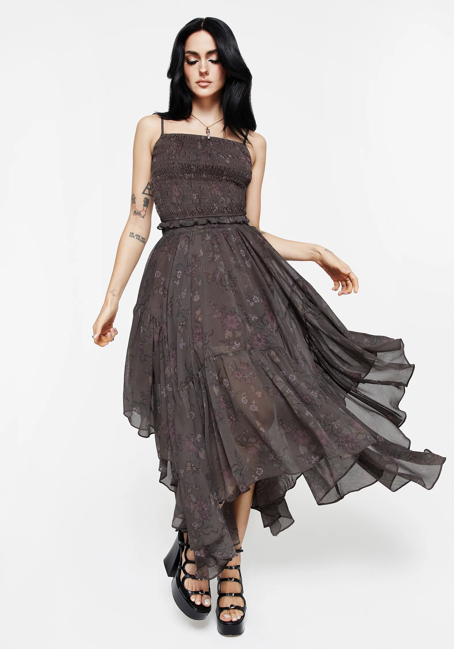 Arnora Chiffon Handkerchief Hem Midaxi Skirt - Image 6