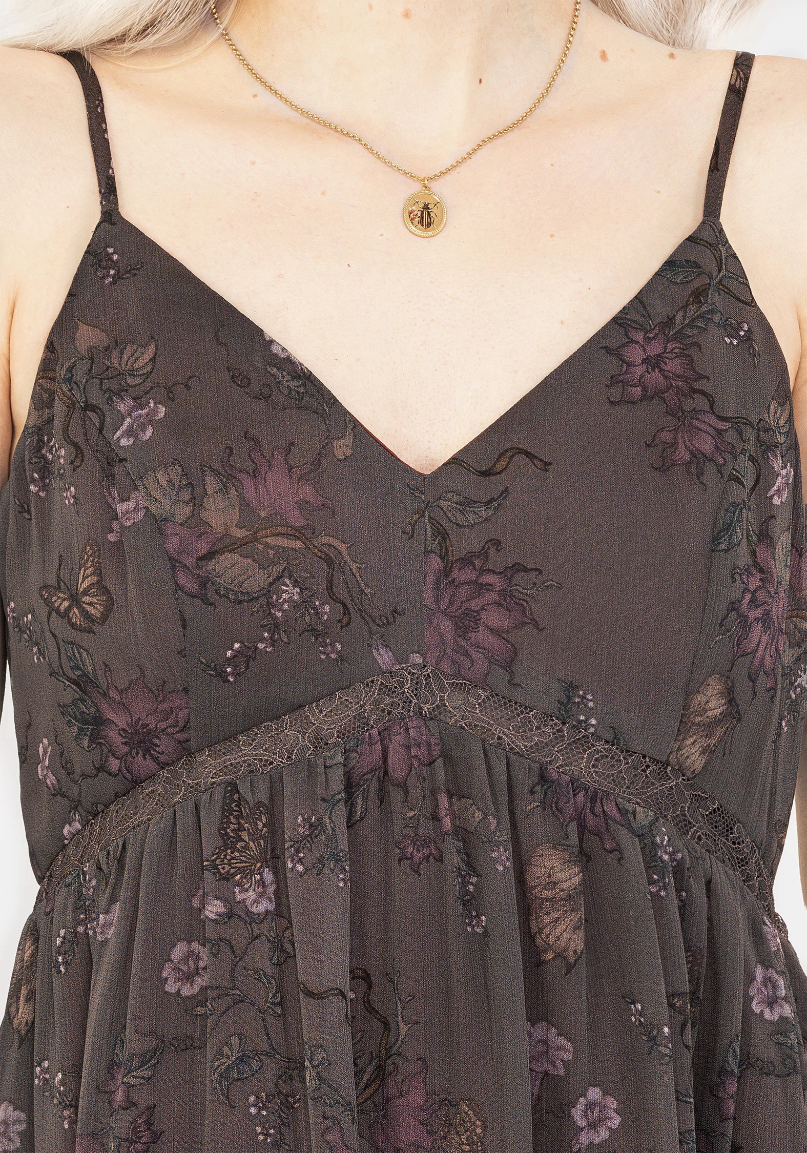 Arnora Chiffon Lace Insert Cami Midaxi Dress - Image 2