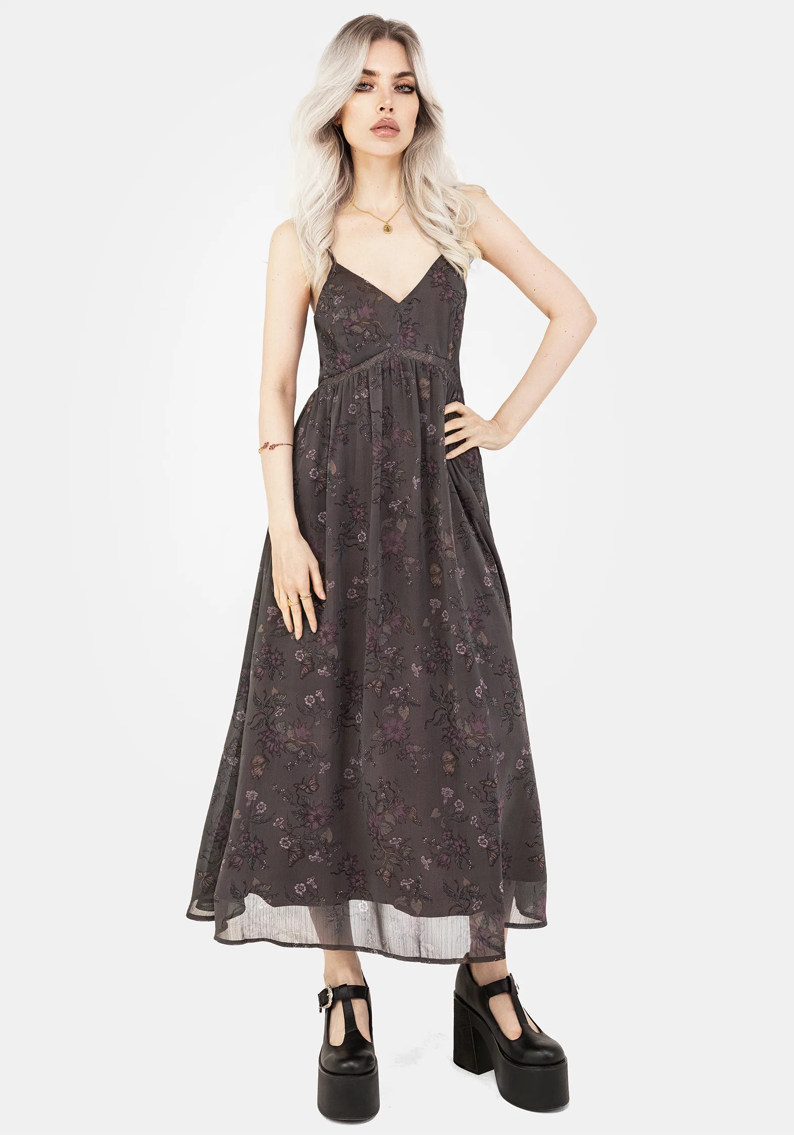 Arnora Chiffon Lace Insert Cami Midaxi Dress - Image 4