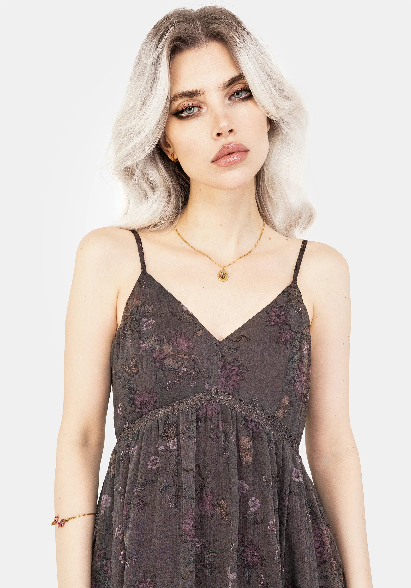 Arnora Chiffon Lace Insert Cami Midaxi Dress - Image 5