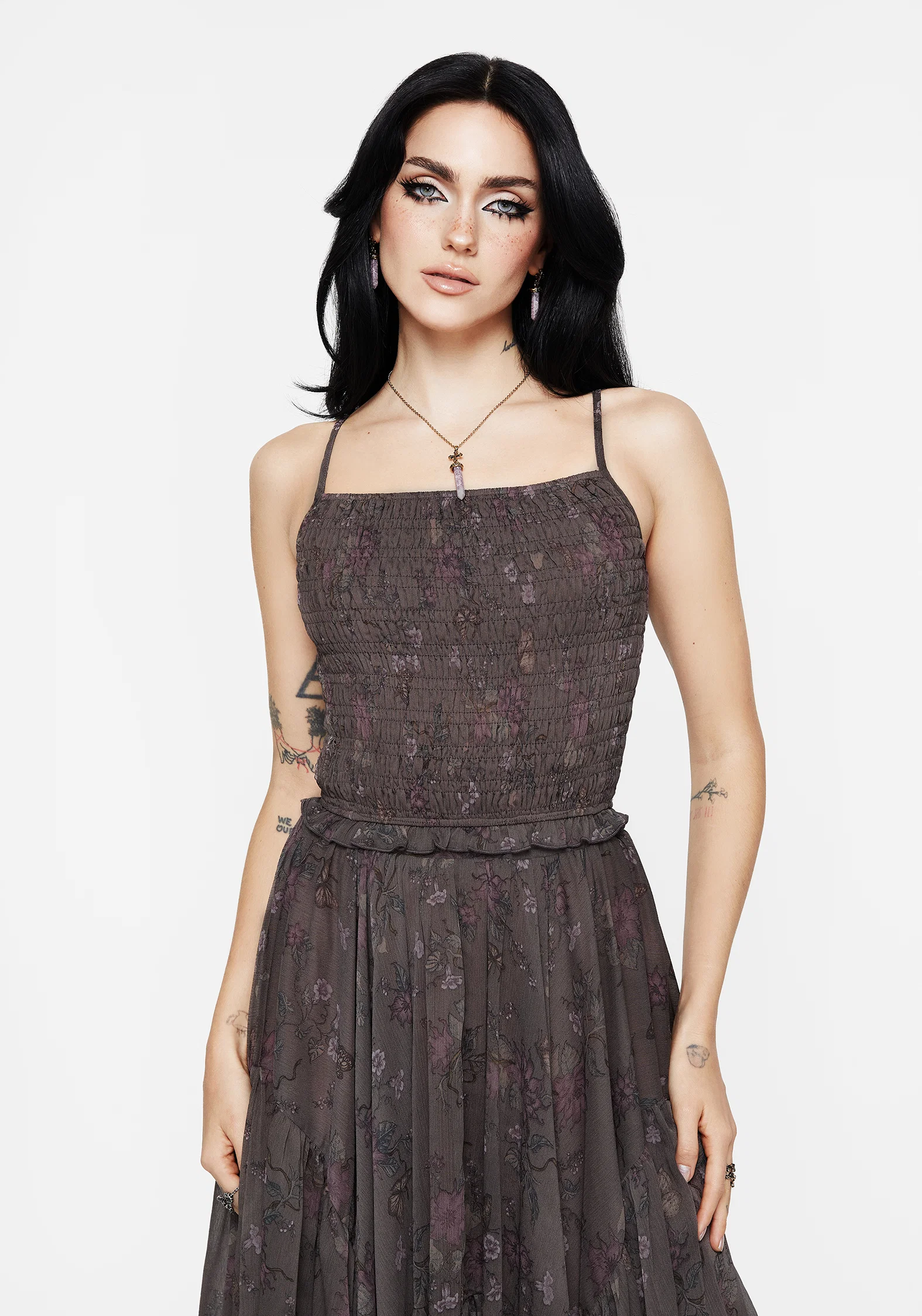 Arnora Chiffon Shirred Bodice Cami Top - Image 4