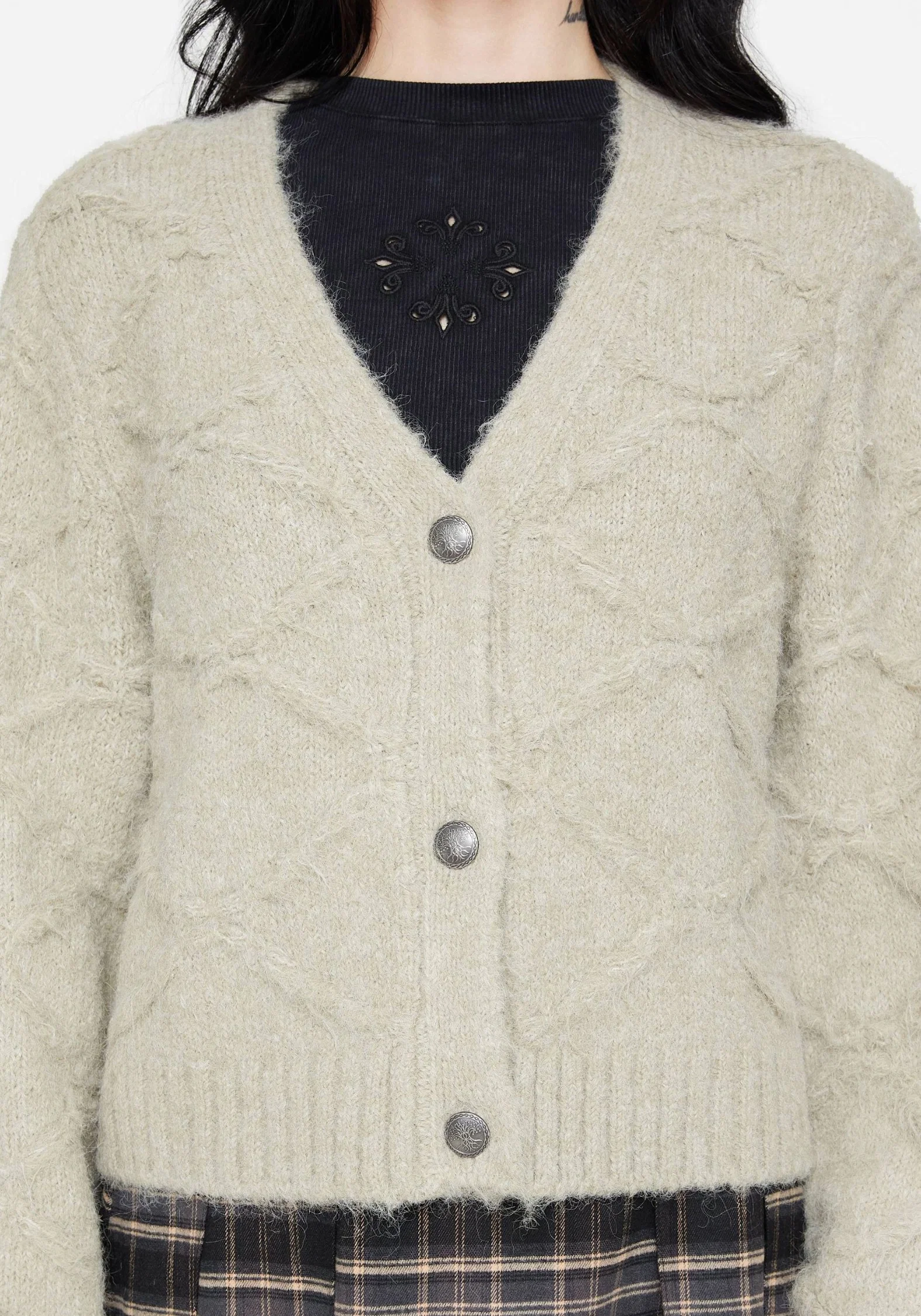 Artha Fluffy Cable Knit Cardigan - Image 6