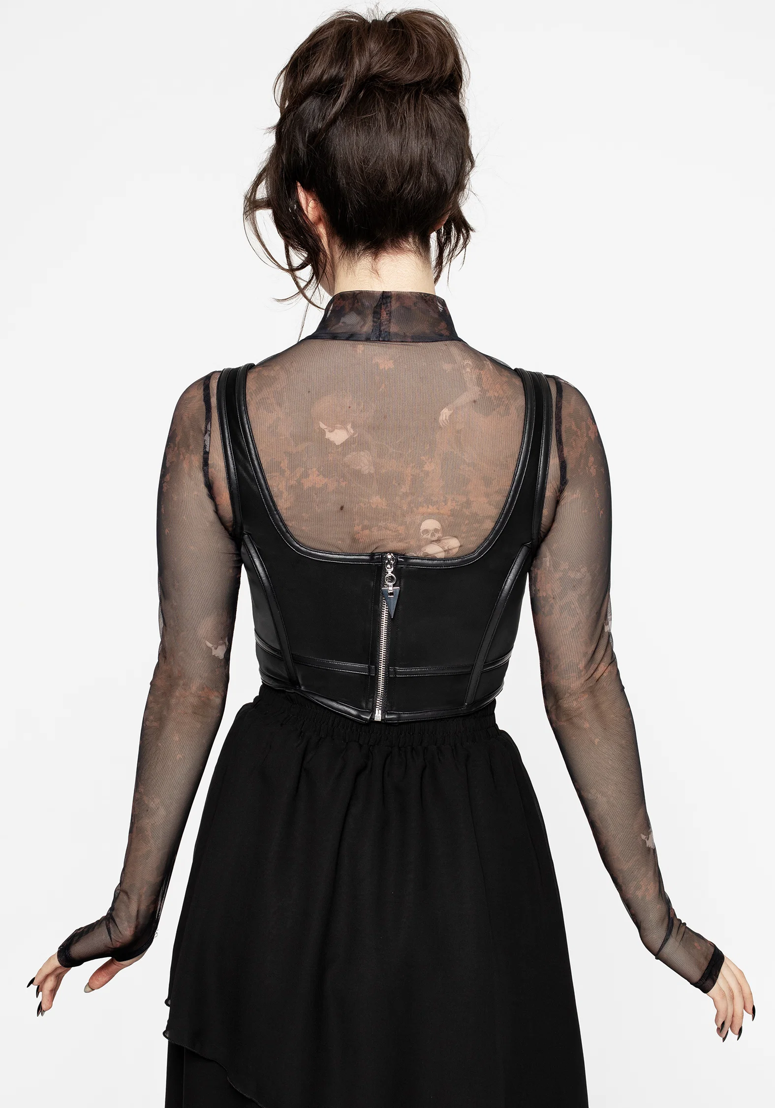 Ashen Faux Leather Zip Corset Top - Image 7