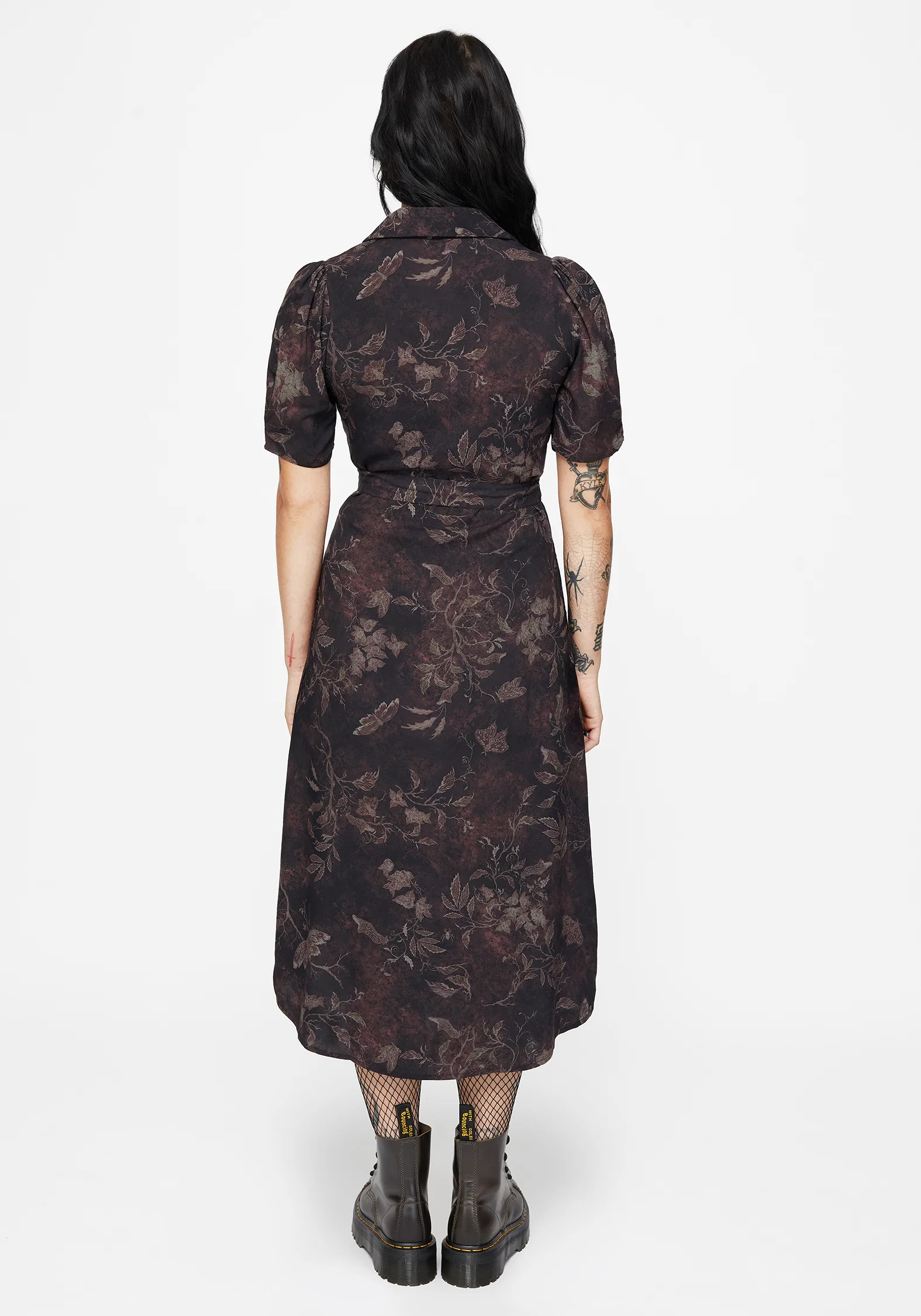 Ashmire Woodland Moth Print Midi Belted Shirt Dress - Image 3