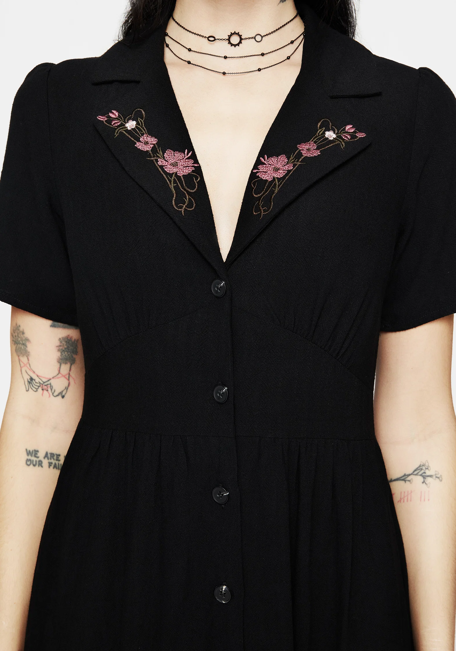 Aster Embroidered Collar Midi Shirt Dress - Image 2
