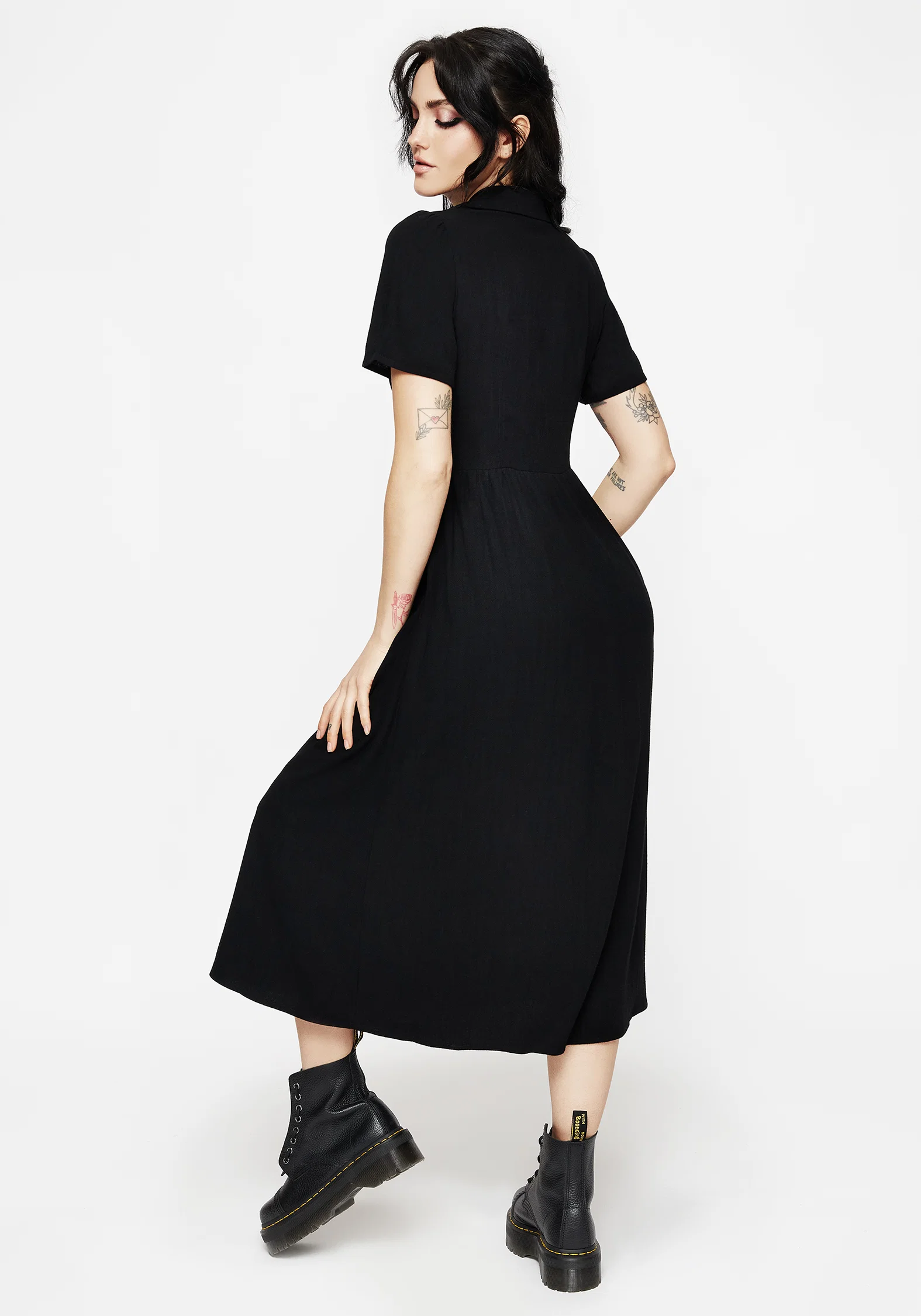 Aster Embroidered Collar Midi Shirt Dress - Image 3