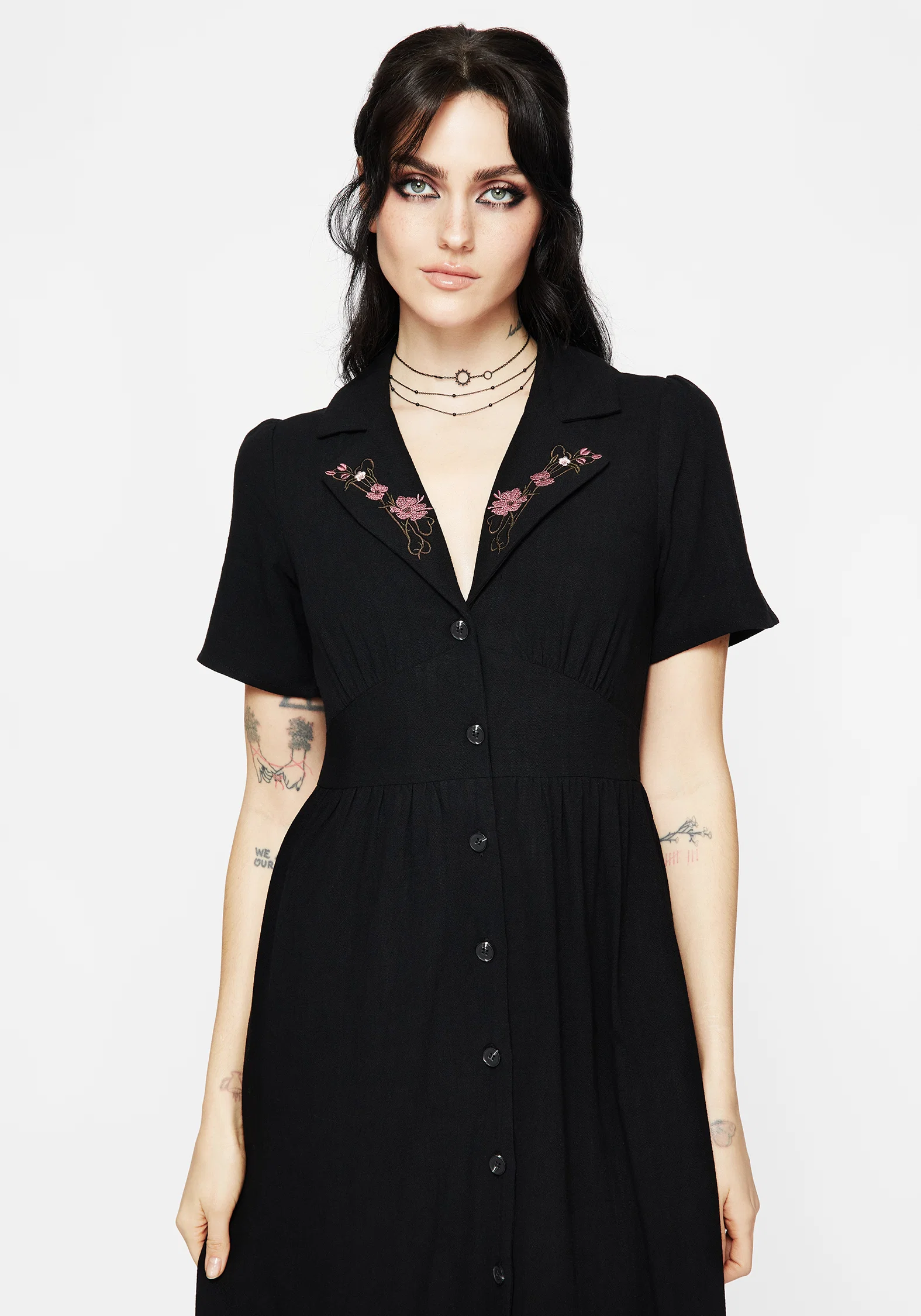 Aster Embroidered Collar Midi Shirt Dress - Image 5