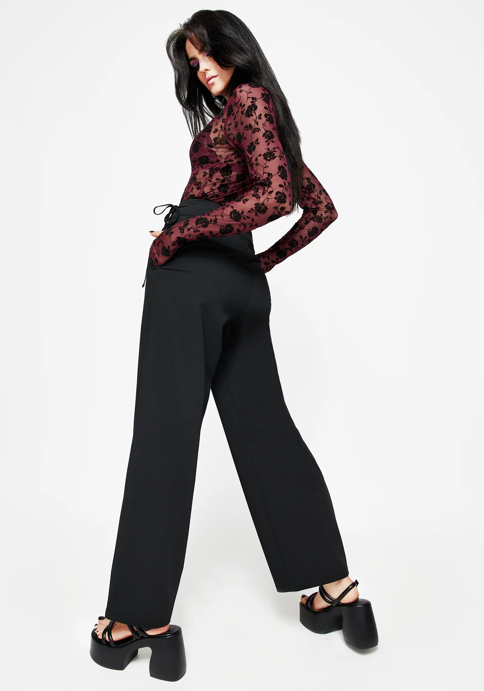 Asteria Tie Waist Embroidered Trousers - Image 3