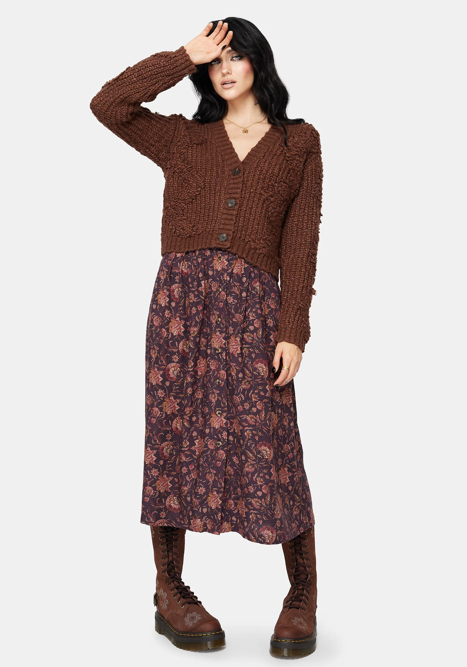 Aubrell Wave V-Neck Knit Cardigan - Image 6