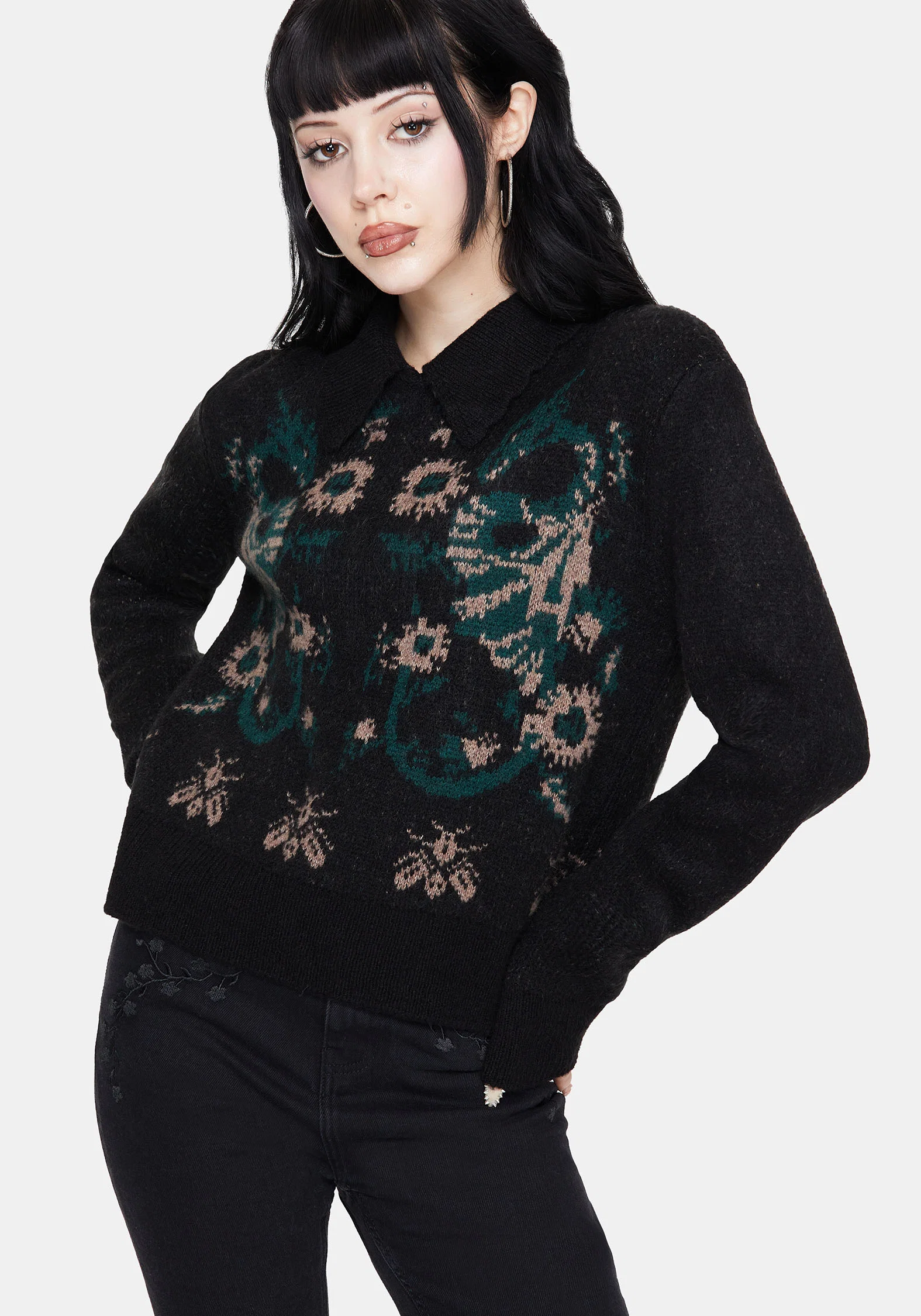 Aura Dragon Jacquard Collar Knit Jumper - Image 4