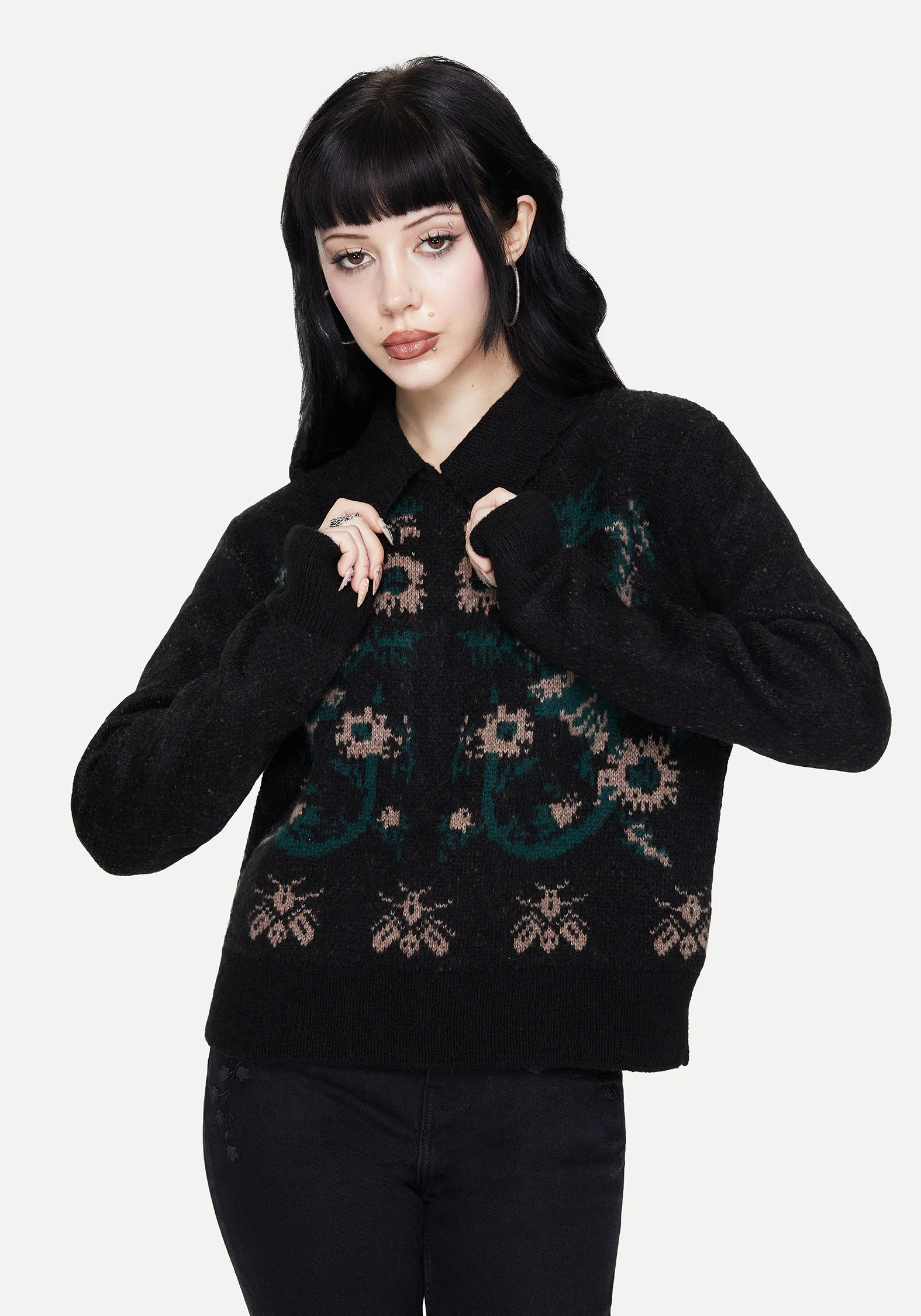 Aura Dragon Jacquard Collar Knit Jumper - Image 5